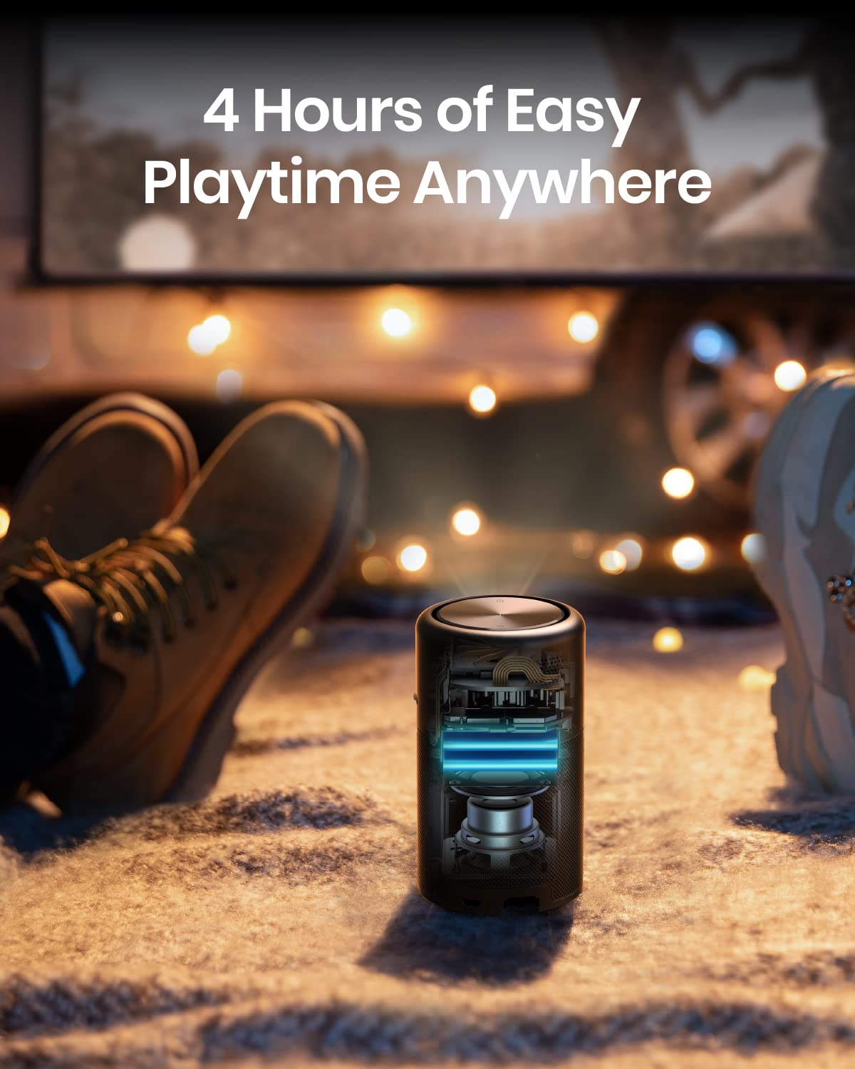 【Electronics】Smart Wi-Fi Mini Projector, 100 ANSI Lumen Portable Projector, 360° Speaker, Movie Projector