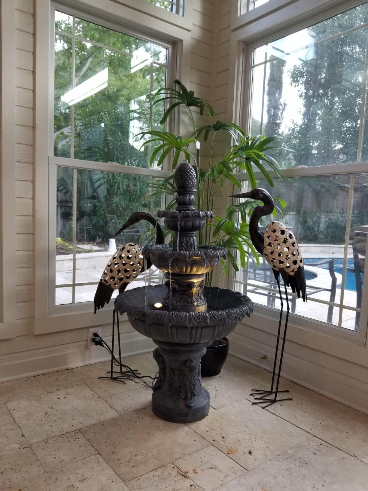 【Décor】Kenroy Home Ibiza Water Fountain, Outdoor Floor Fountain, Sandstone