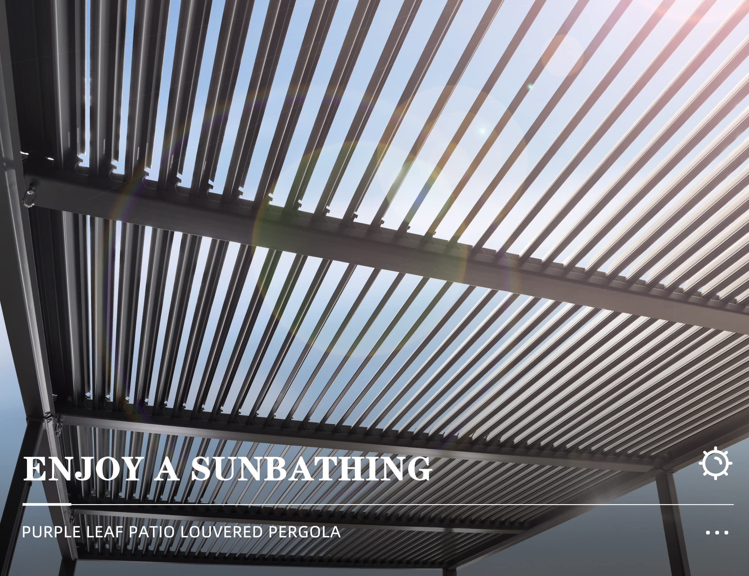 【Home&Garden】11.5'x17.7' Outdoor Louvered Pergola with Adjustable Hardtop Gazebo Sun Shade Patio