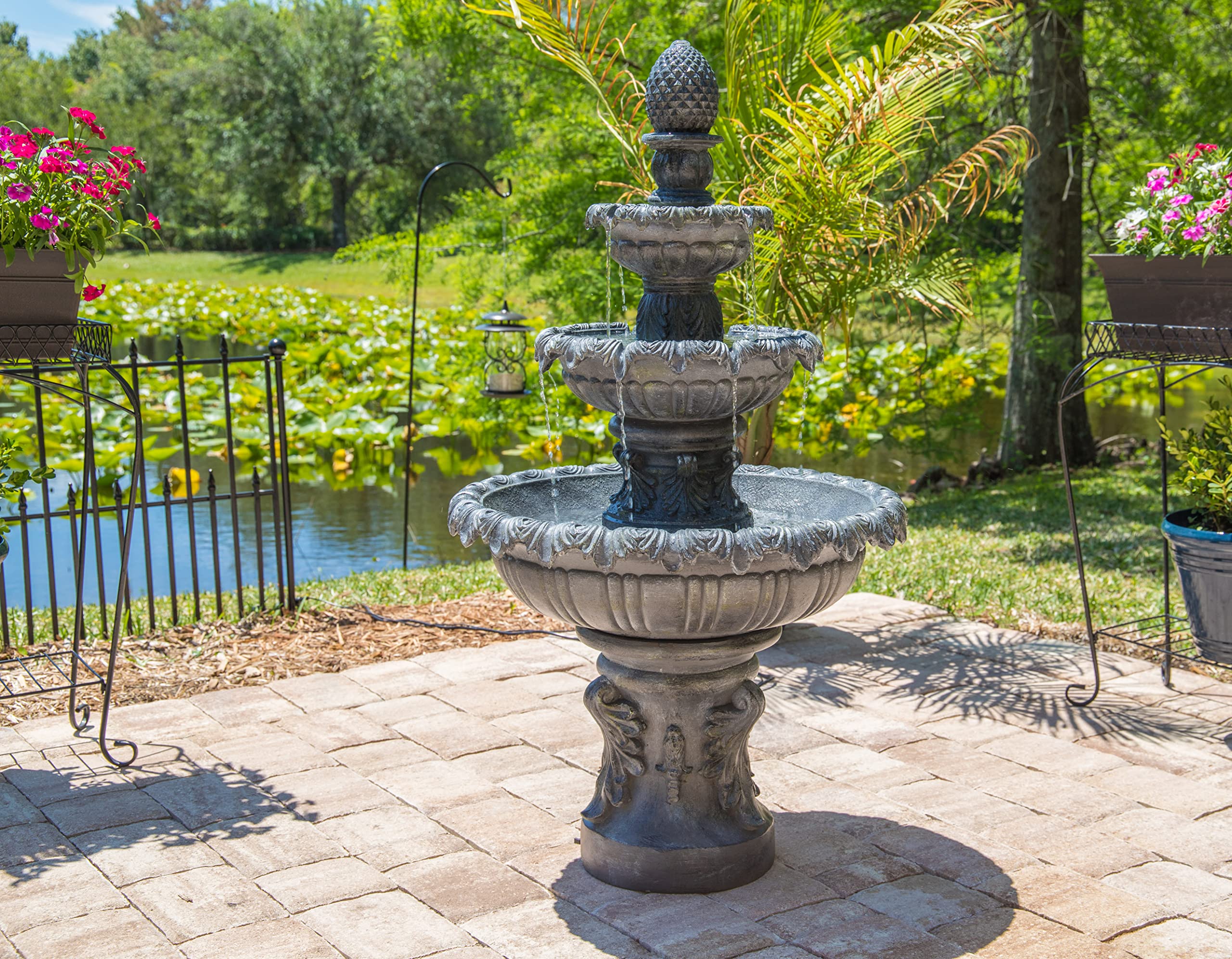 【Décor】Kenroy Home Ibiza Water Fountain, Outdoor Floor Fountain, Sandstone