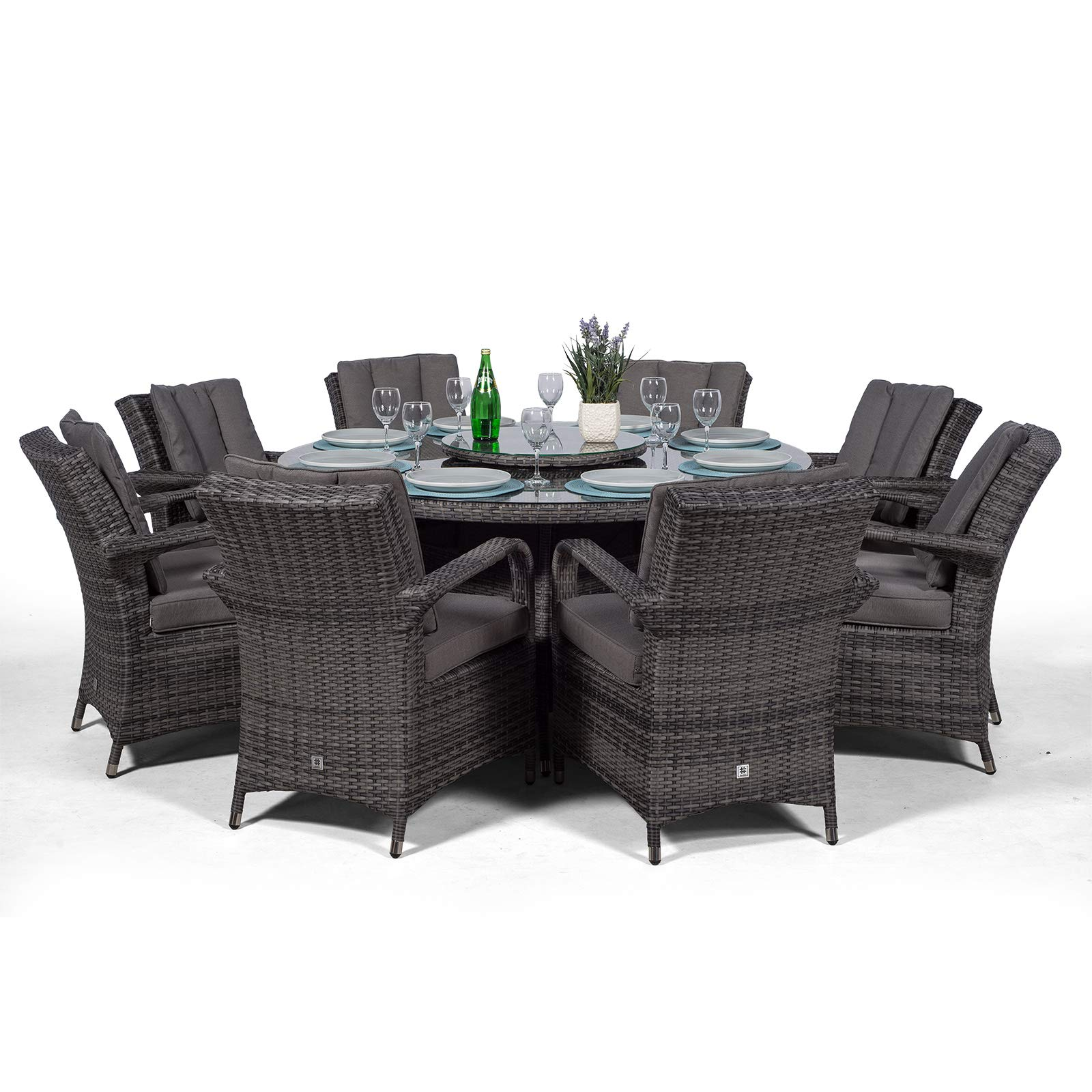 【Home&Garden】【BS】Luxury Rattan Dining Set, 8 Seater Rattan Dining Set, Outdoor Garden Table & Chairs Set