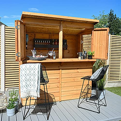 【Home&Garden】【BS】Outdoor Garden Bar, 6' x 3' Forest Wooden Shiplap Pent Garden Bar