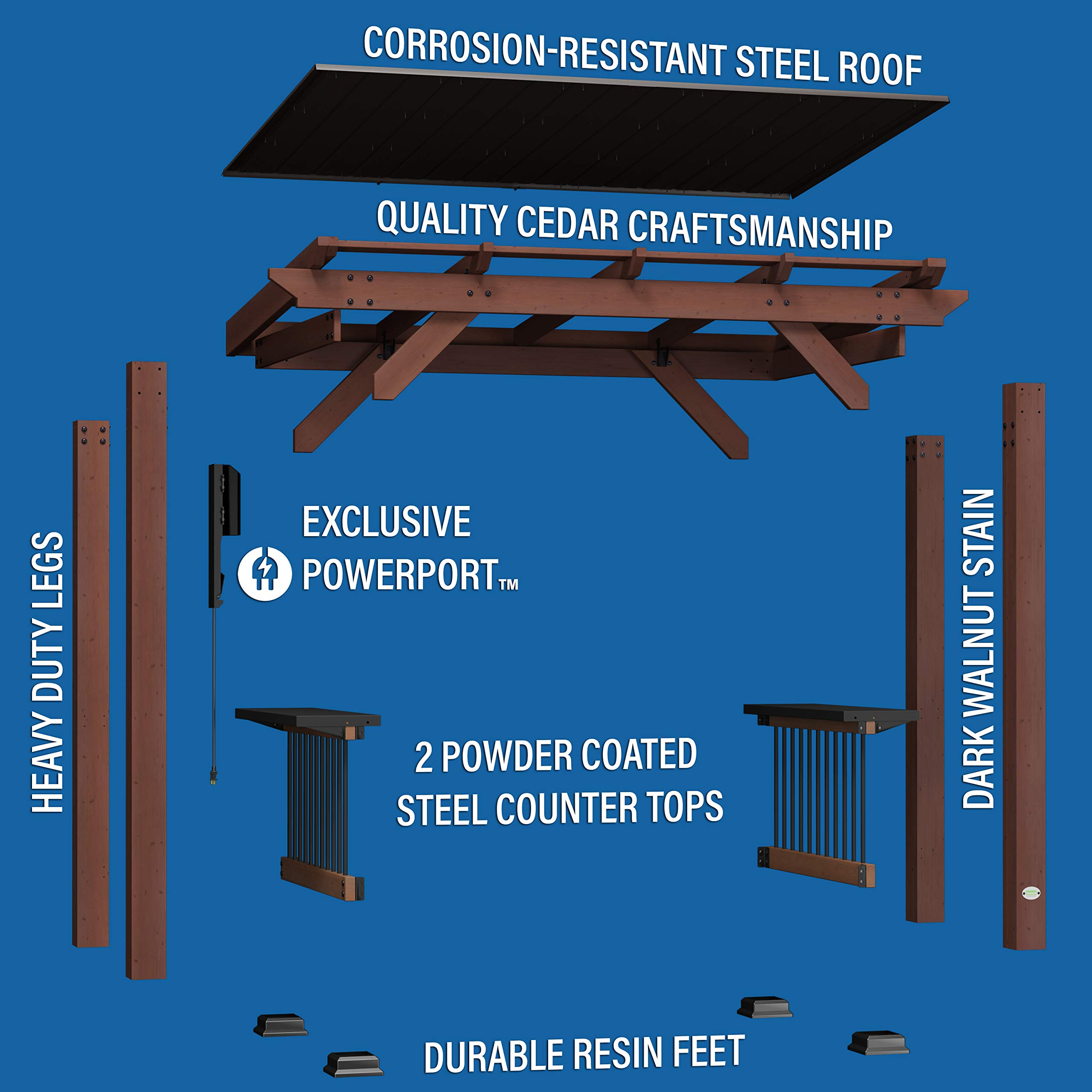 【Home&Garden】Saxony Wooden Grill Gazebo