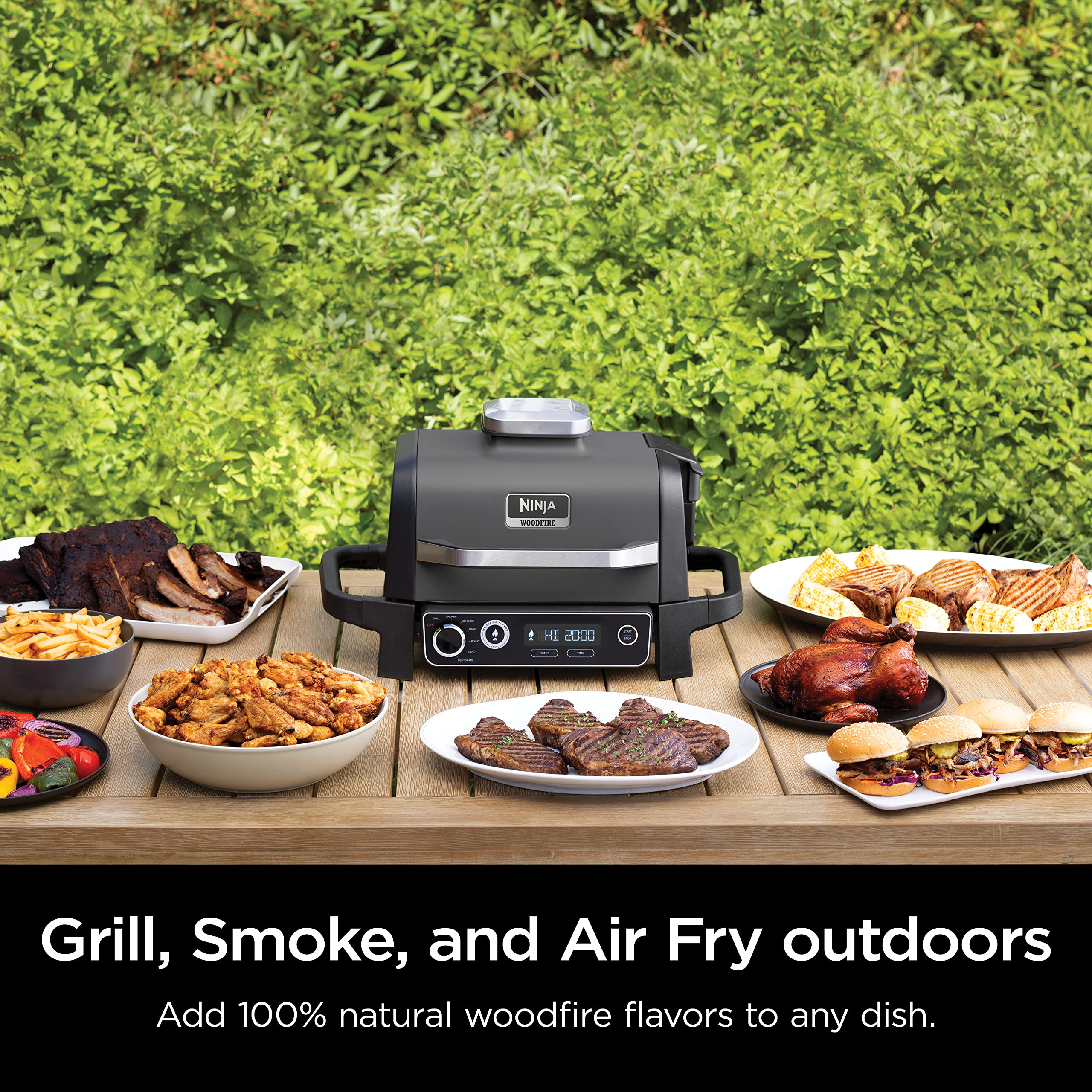 【Appliances】Ninja OG701 Woodfire Outdoor Grill, 7-in-1 Master Grill, BBQ Smoker & Outdoor Air Fryer plus Bake
