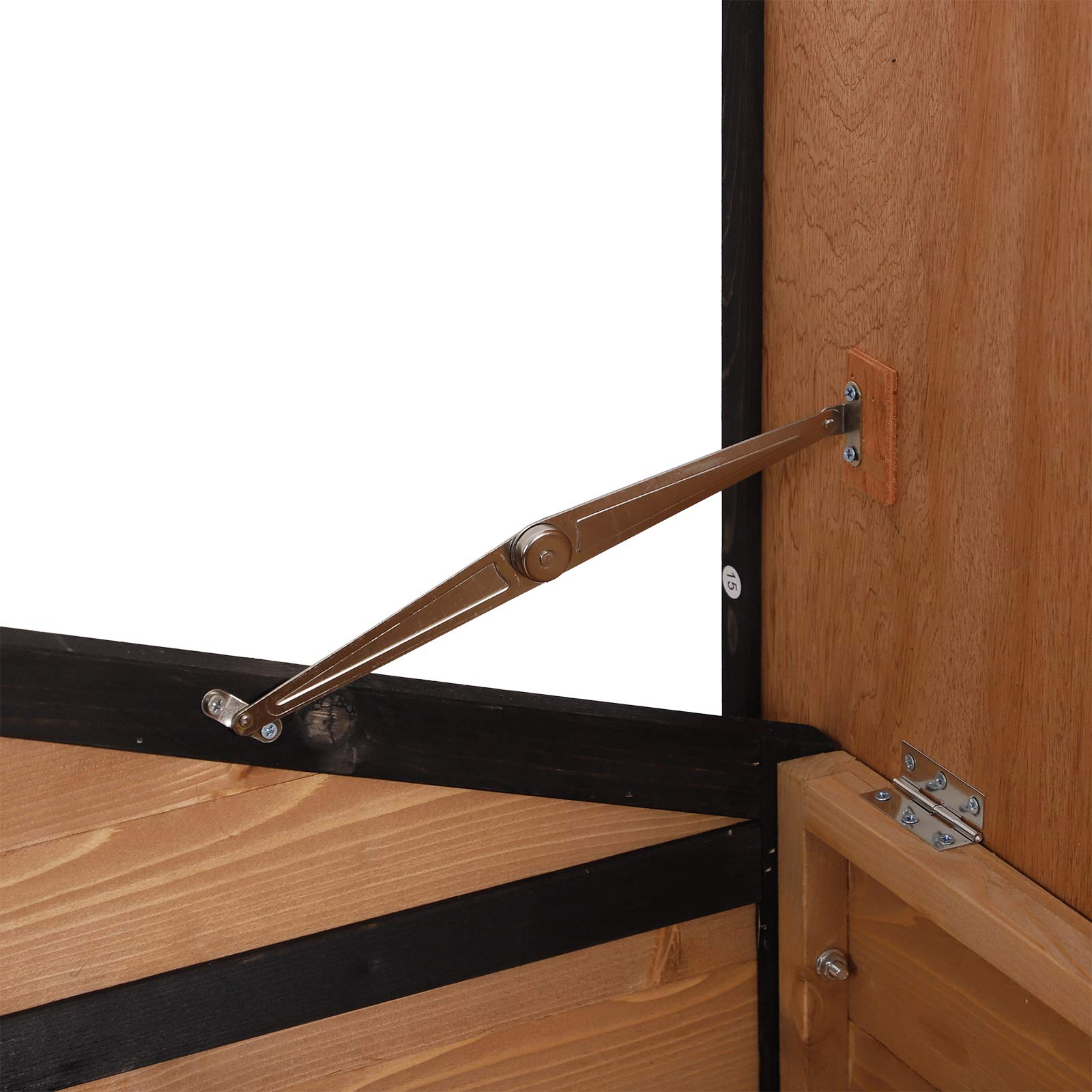 【Pet】59x64x39 Wood Large Dog House Cabin Style Elevated Pet Shelter wPorch Deck Natural