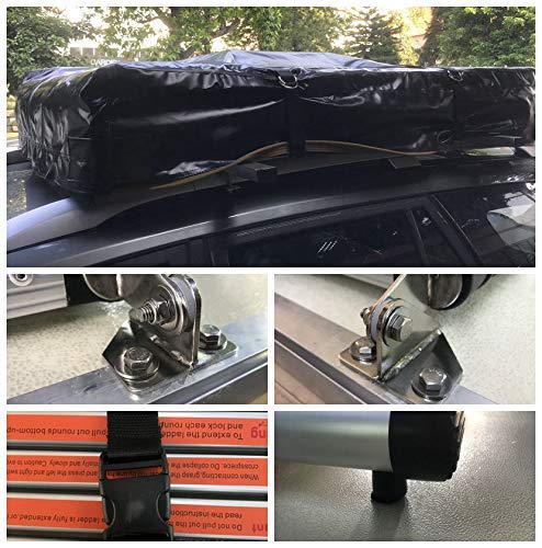 Overland Vehicle Systems TMBK 3 Person Roof Top Tent with Rain Fly Tan Body & Green Rainfly - Black Aluminum Base with Black Ladder - Universal Fitment