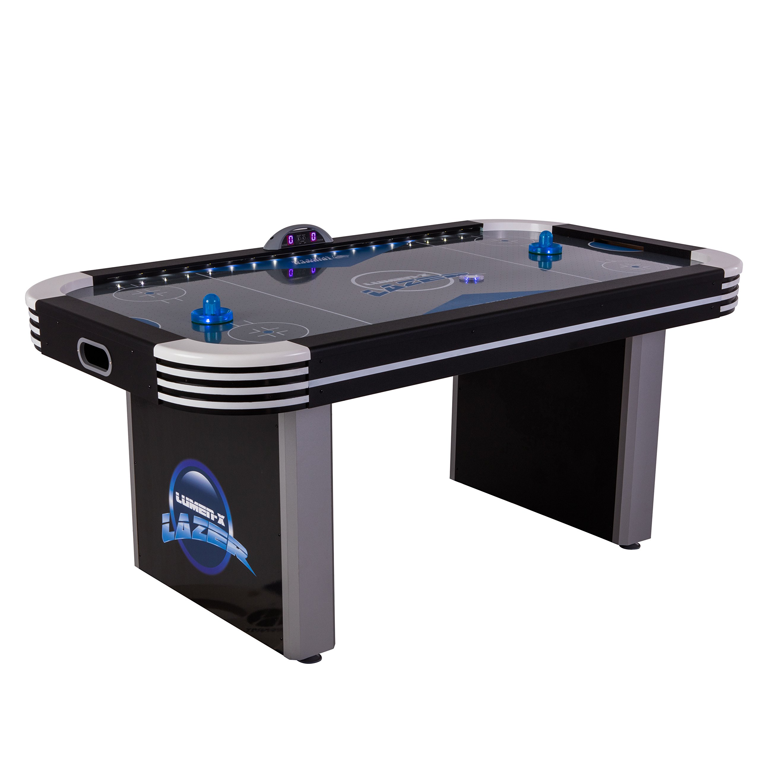 【Sports&Outdoors】Lazer 6' Interactive Air Hockey Table Featuring All-Rail LED Lighting & In-Game Music
