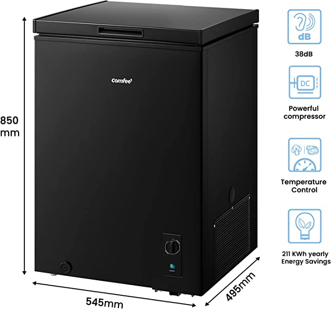 142L Freestanding White Chest Freezer with Adjustable Thermostats