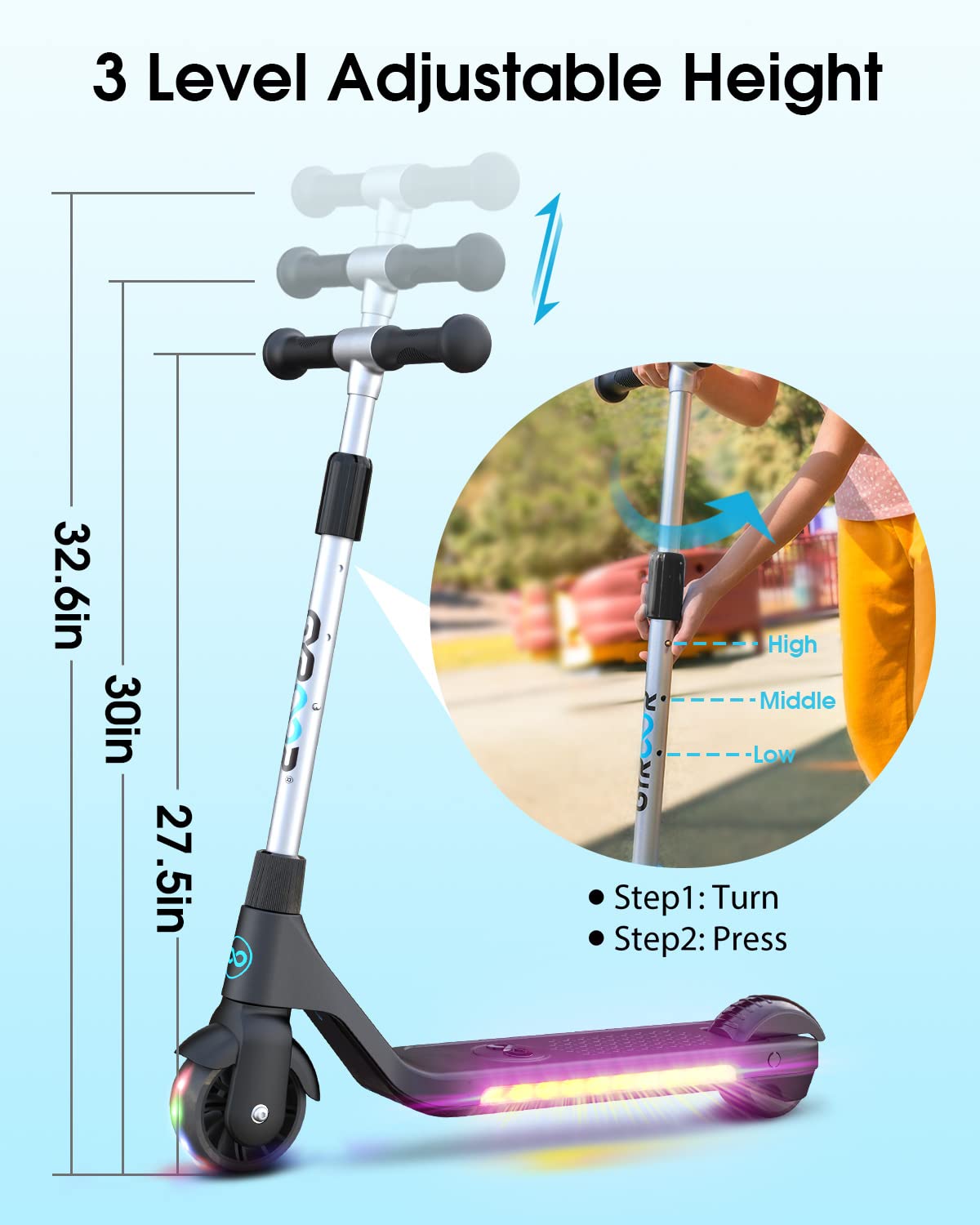 【Sports&Outdoors】Electric Scooter for Kids, Teens, Boys & Girls with Lightweight & Adjustable Handlebar