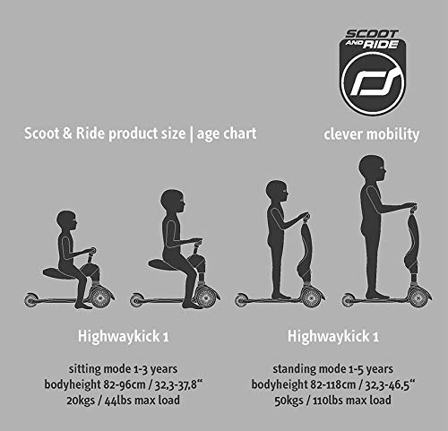 【Sports&Outdoors】Children Adjustable Seated or Standing 2-in-1 Scooter Including Safety Pad for Tip Prevention