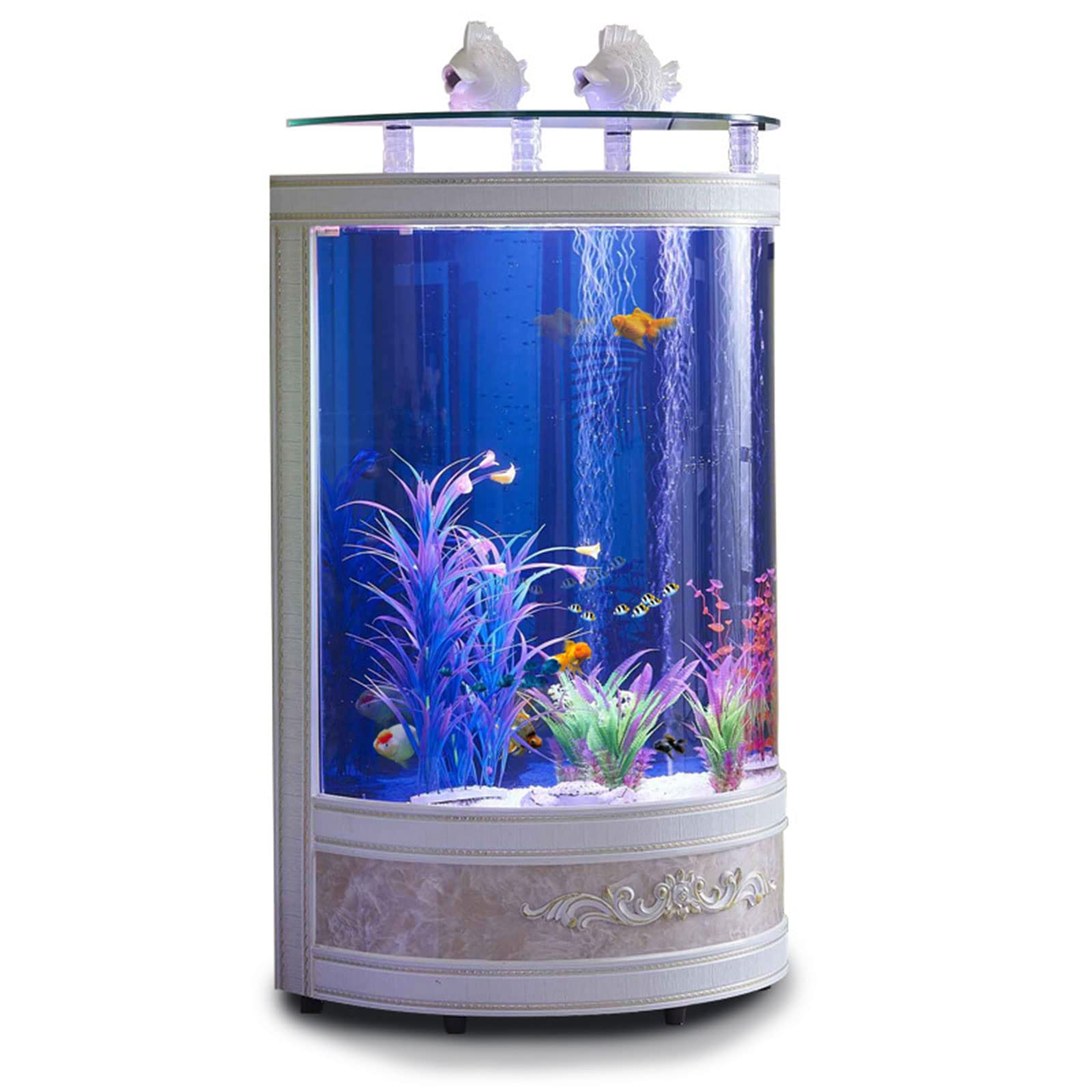 【Pet】Semi-Circular Fish Tank Aquarium Living Room Floor-To-Ceiling Free Water Change Ecological Glass Bar