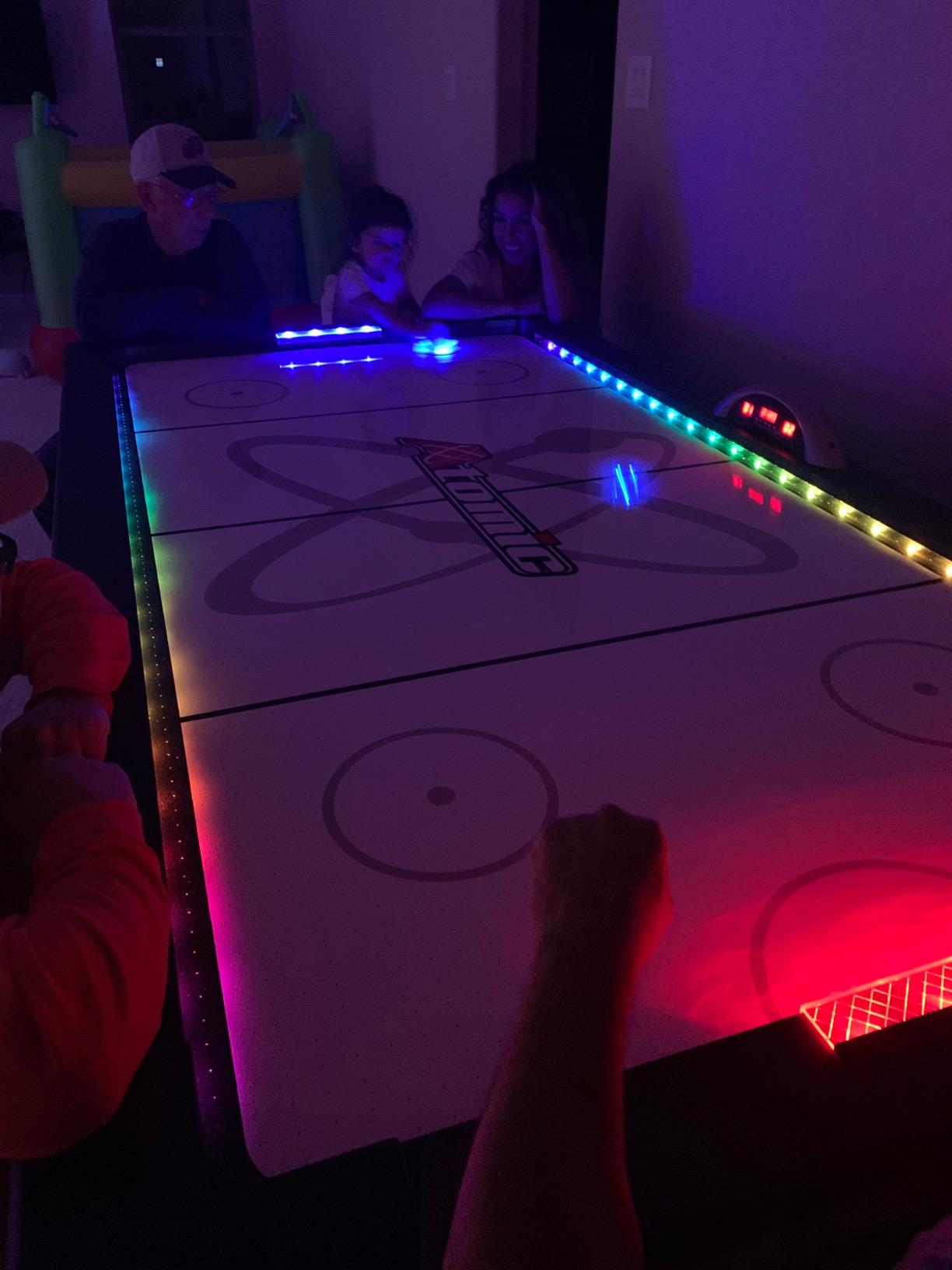 【Sports&Outdoors】7.5 ft LED Light UP Arcade Air Powered Hockey Tables - Includes Light UP Pucks & Pushers