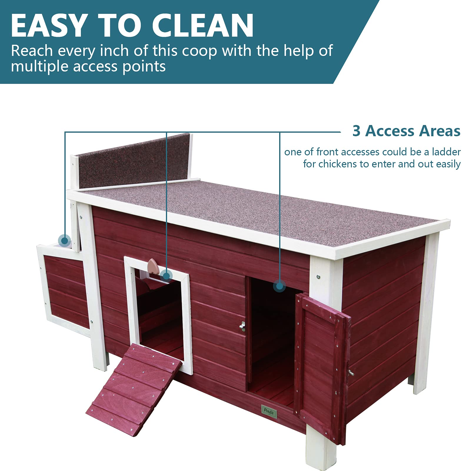 【Home&Garden】Weatherproof Outdoor Chicken Coop with Nesting Box, Outdoor Hen House with Removable Bottom