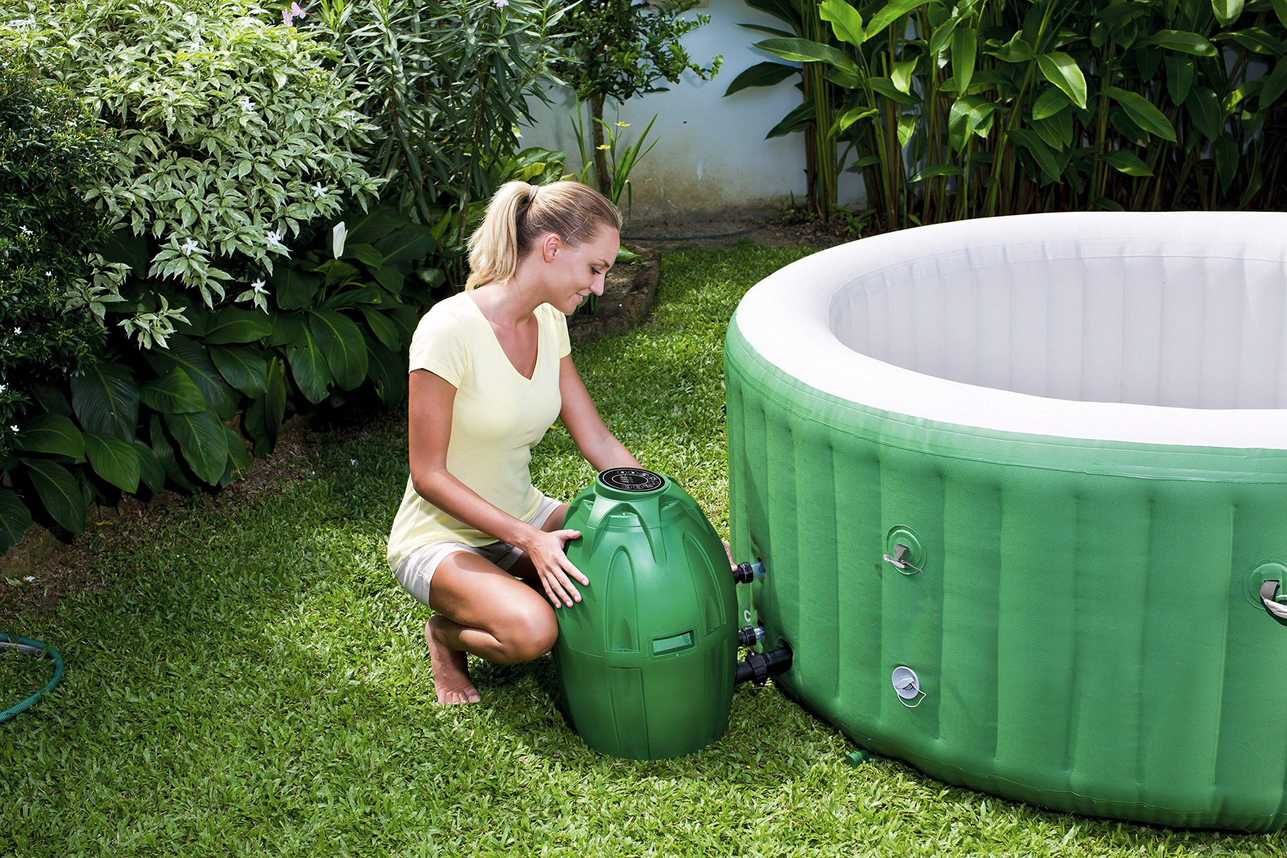 【Sports&Outdoors】Inflatable Hot Tub, Portable Hot Tub with Heated Water System & Bubble Jets