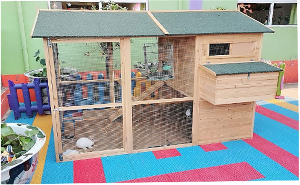 【Pet】Large Size Fir Wooden Waterproof Roof Green Chicken Coops