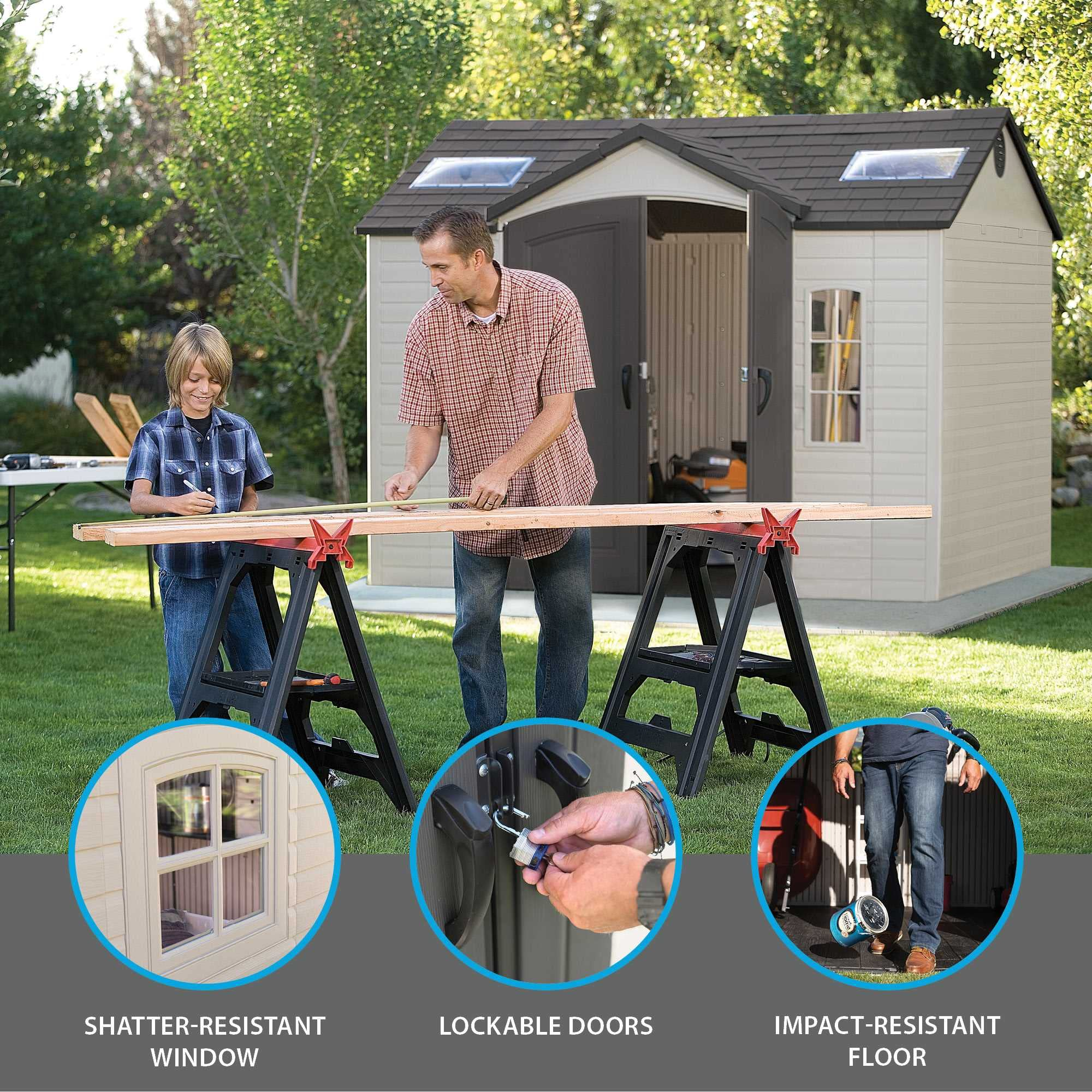 【Storage Shed】10x8 ft Outdoor Storage Shed, Desert Sand