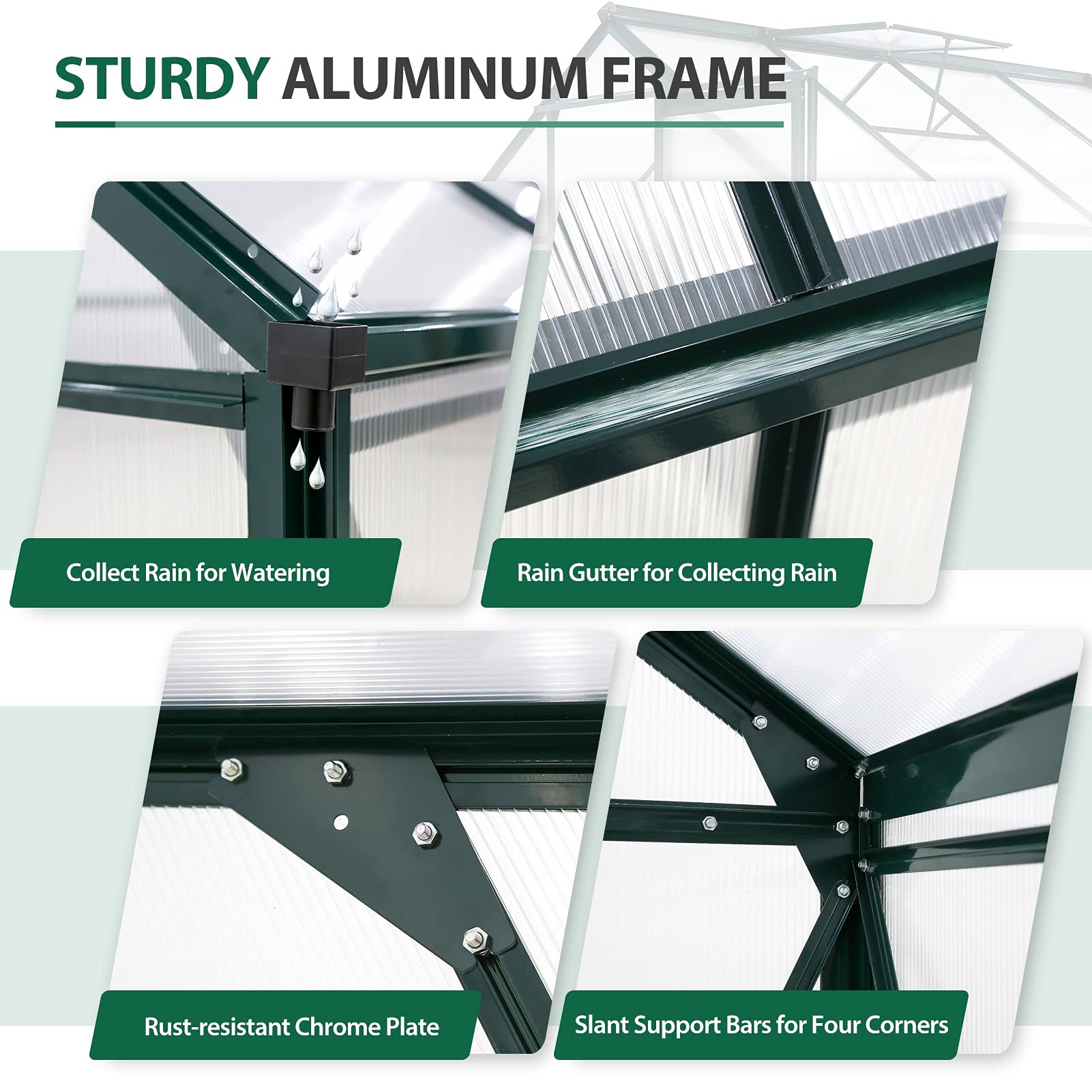 【Home&Garden】6' x 8' x 7' Outdoor Walk-in Hobby Greenhouse with Sliding Door & Ventilation Window
