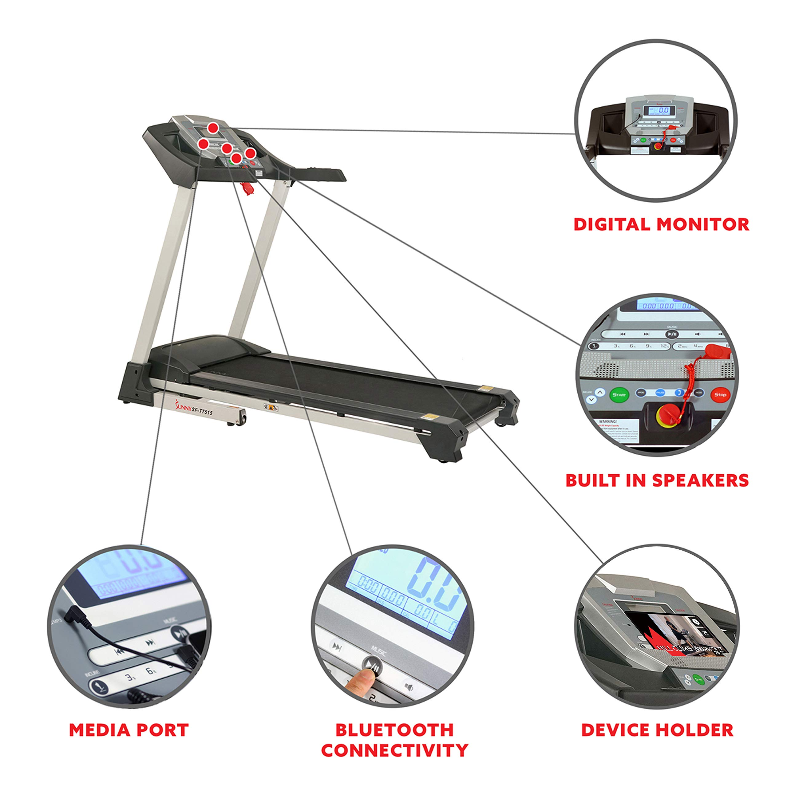 【Sports&Outdoors】Smart Treadmill with Auto Incline, Speakers, Bluetooth, LCD & Pulse Monitor, Phone Function