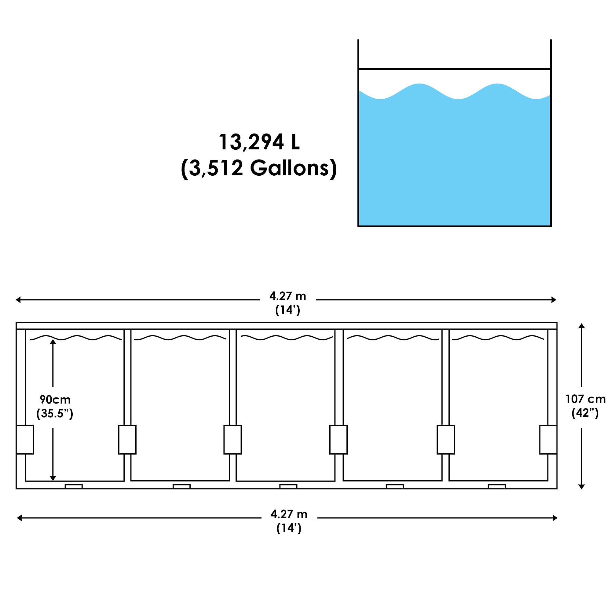 【Sports&Outdoors】14ft x 42in Rattan Finish Metal Frame Swimming Pool Set