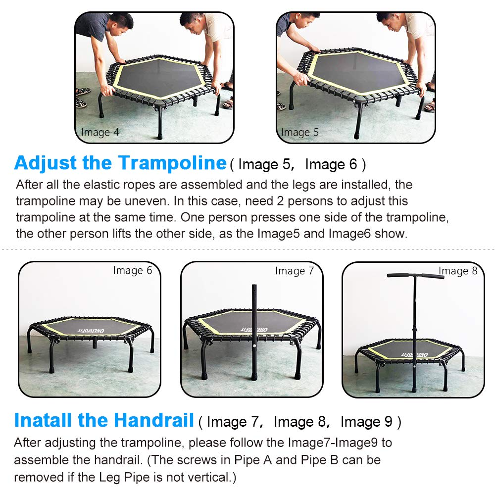 【Baby&Kids】Silent Mini Fitness Trampoline with Adjustable Handle Bar, for Adults or Kids