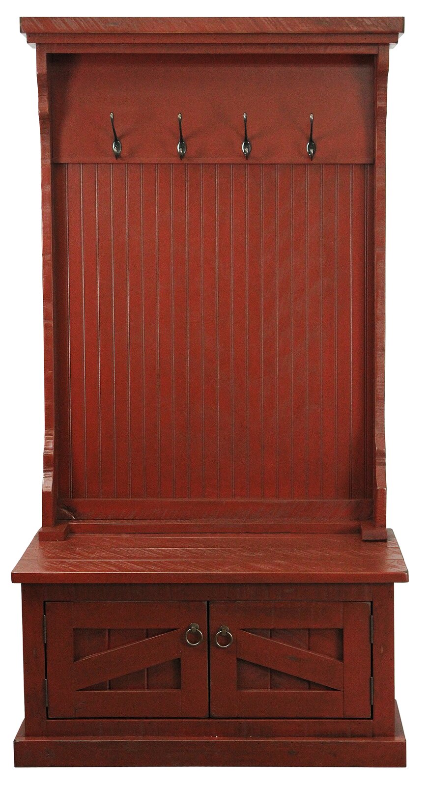 【Furniture】Kinley 37.5'' Wide Solid Wood Hall Tree with Bench and Shoe Storage