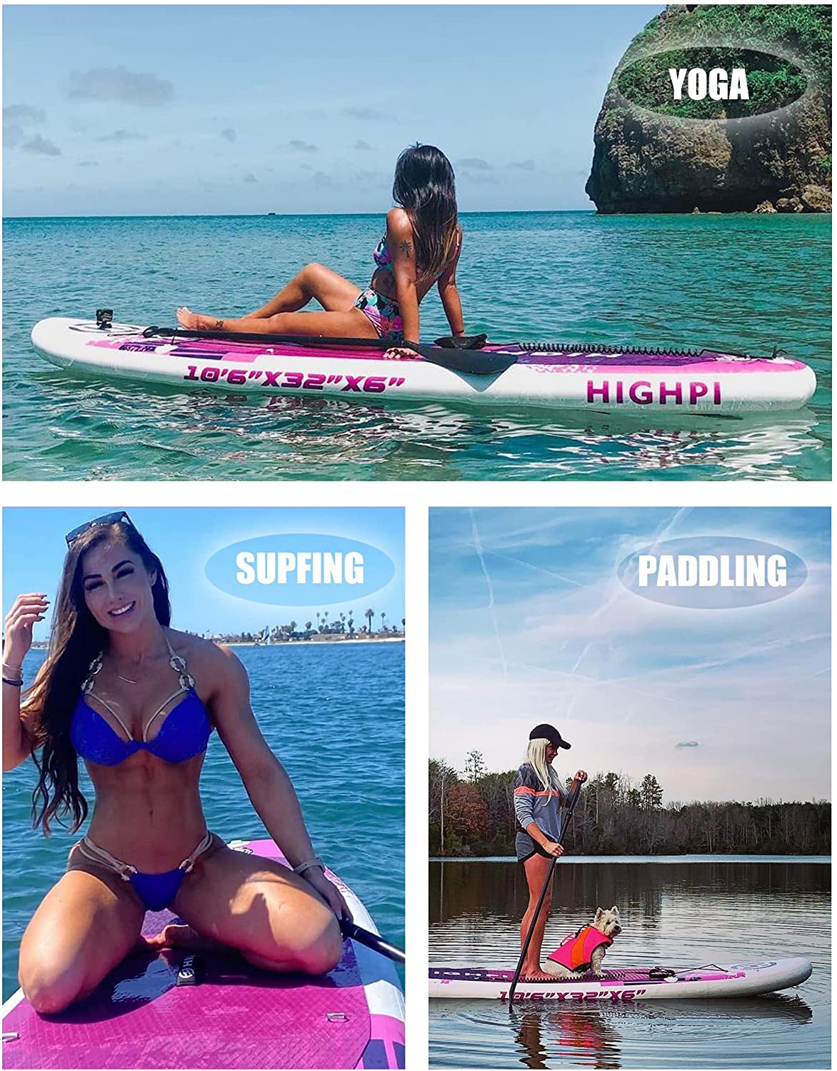 【Sports&Outdoors】Highpi Inflatable Stand Up Paddle Boards, 10’6”11′ Ultra-Light SUP for All Skill Levels