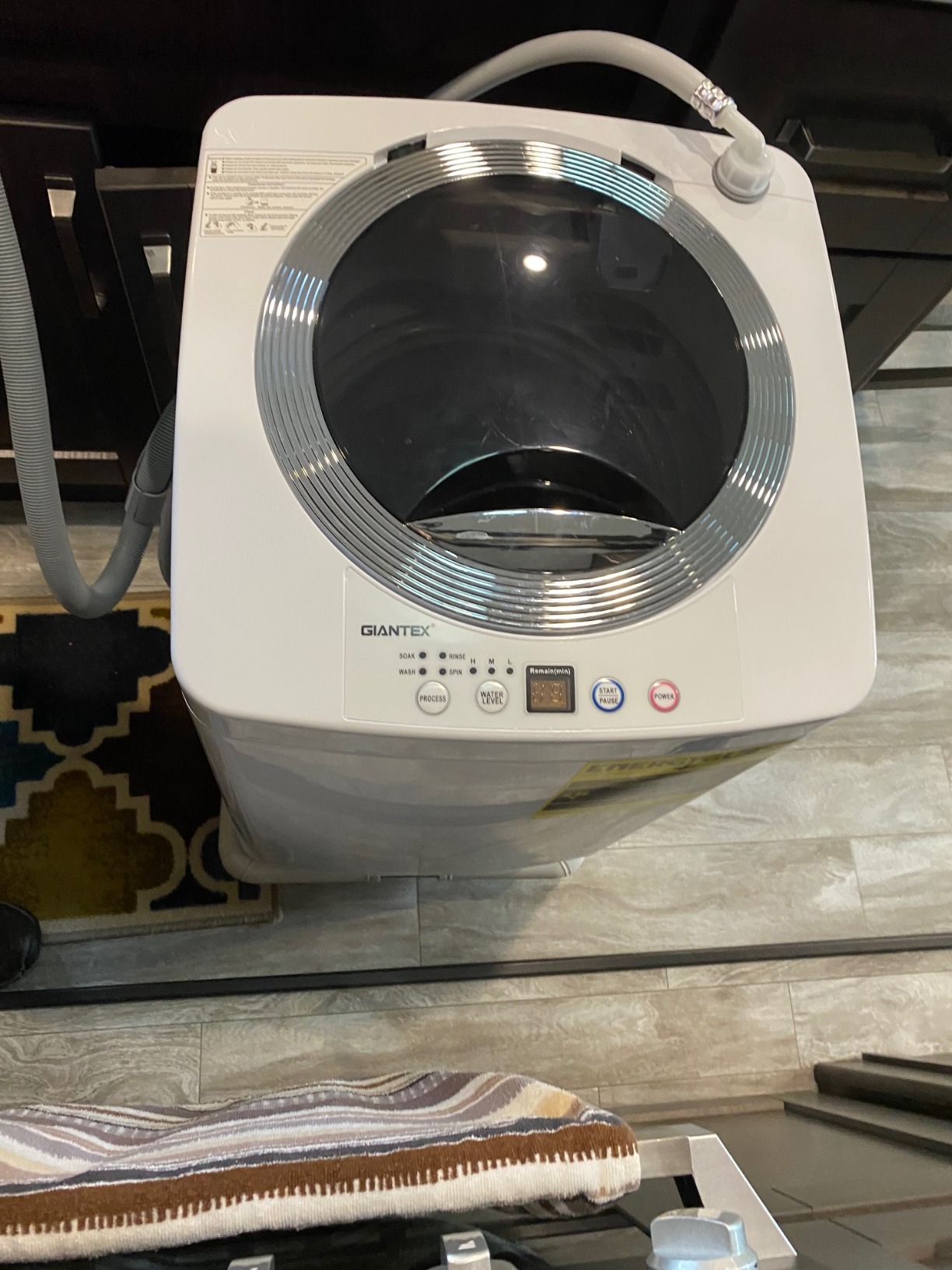 【Appliances】Giantex Portable Washing Machine, Full Automatic Washer & Dryer Combo with Built-in Pump Drain