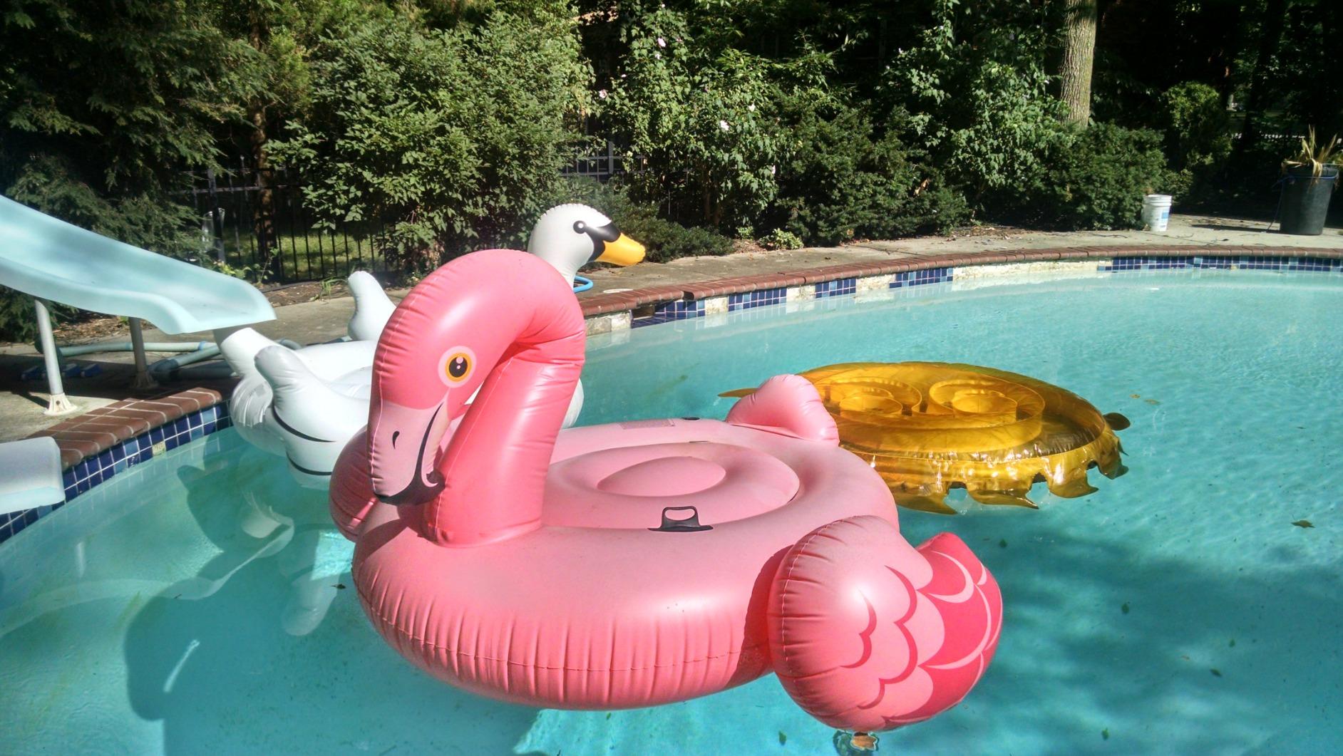 【Sports&Outdoors】Flamingo Party Island, Inflatable Island, 166in X 147in x 73in
