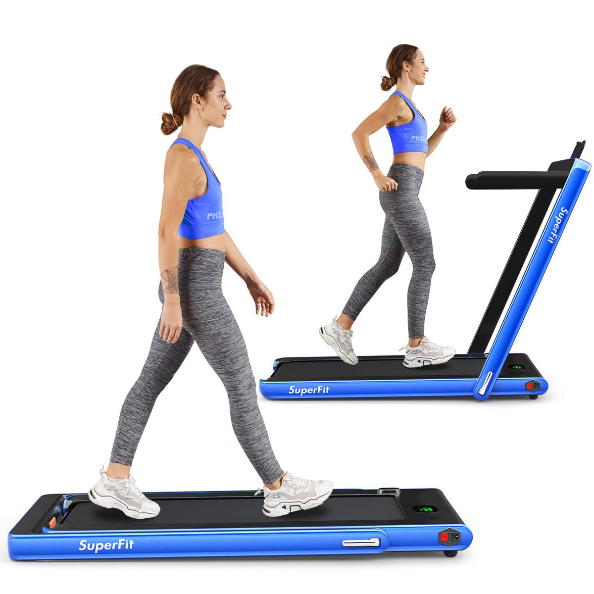 【Sports&Outdoors】2 in 1 Folding Treadmill, 2.25HP Superfit Under Desk Electric Treadmill, Installation-Fre《NO8》