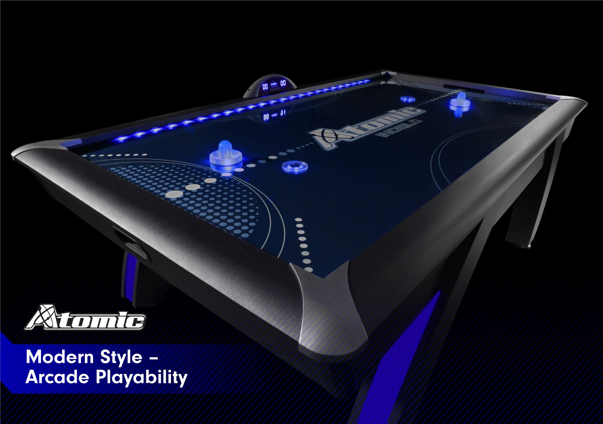 【Sports&Outdoors】7.5 ft LED Light UP Arcade Air Powered Hockey Tables - Includes Light UP Pucks & Pushers