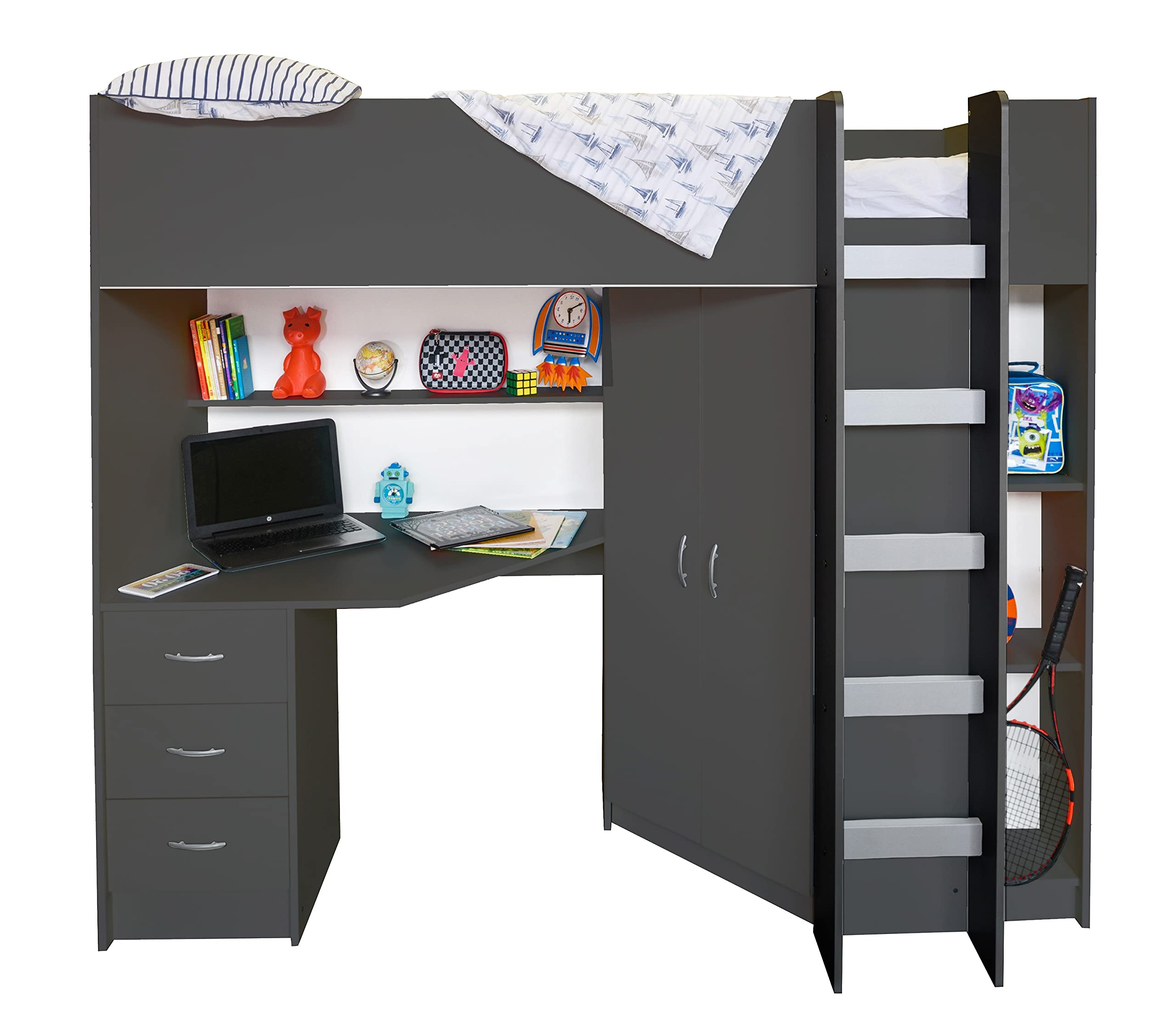 【Furniture】High Sleeper Calder High Bed M227 (Grey & White)