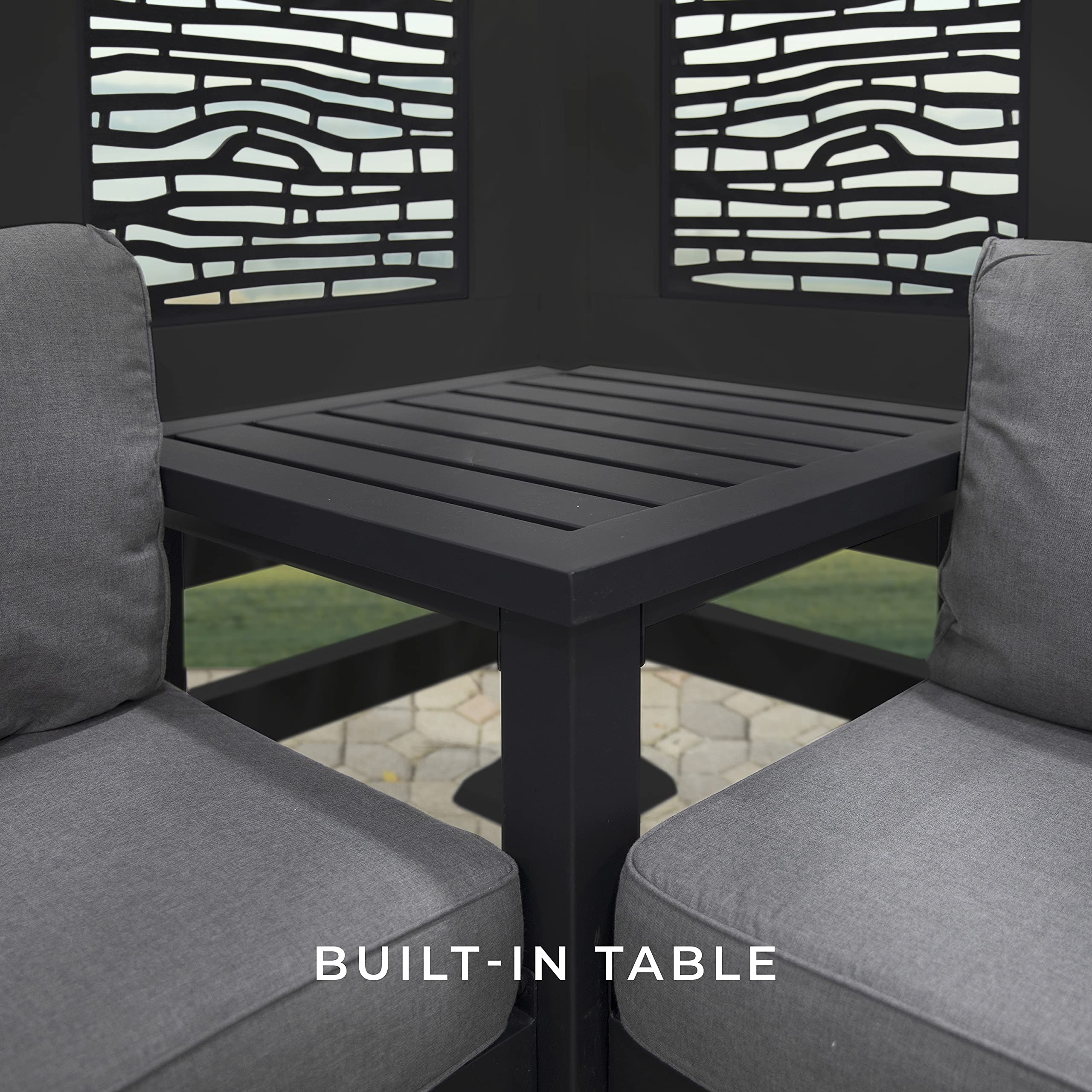 【Home&Garden】Glendale Modern Steel Cabana Pergola with Conversation Seating in Slate