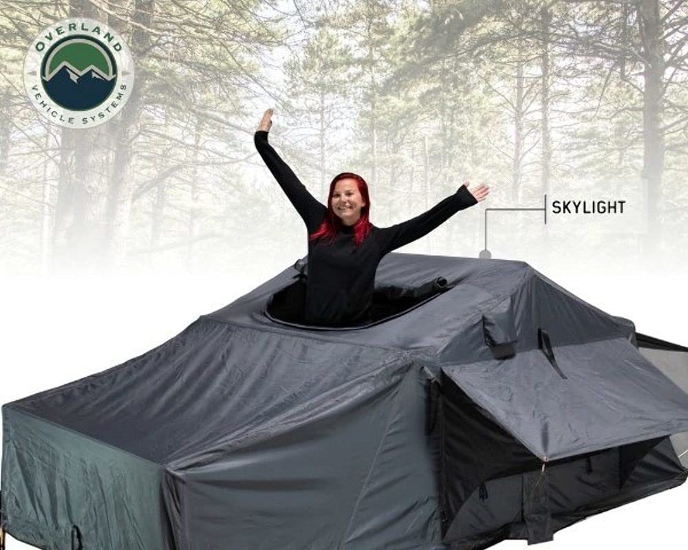 【Sports&Outdoors】Nomadic 2 Extended Roof Top Tent - Dark Gray Base with Green Rain Fly & Black Cover Universal