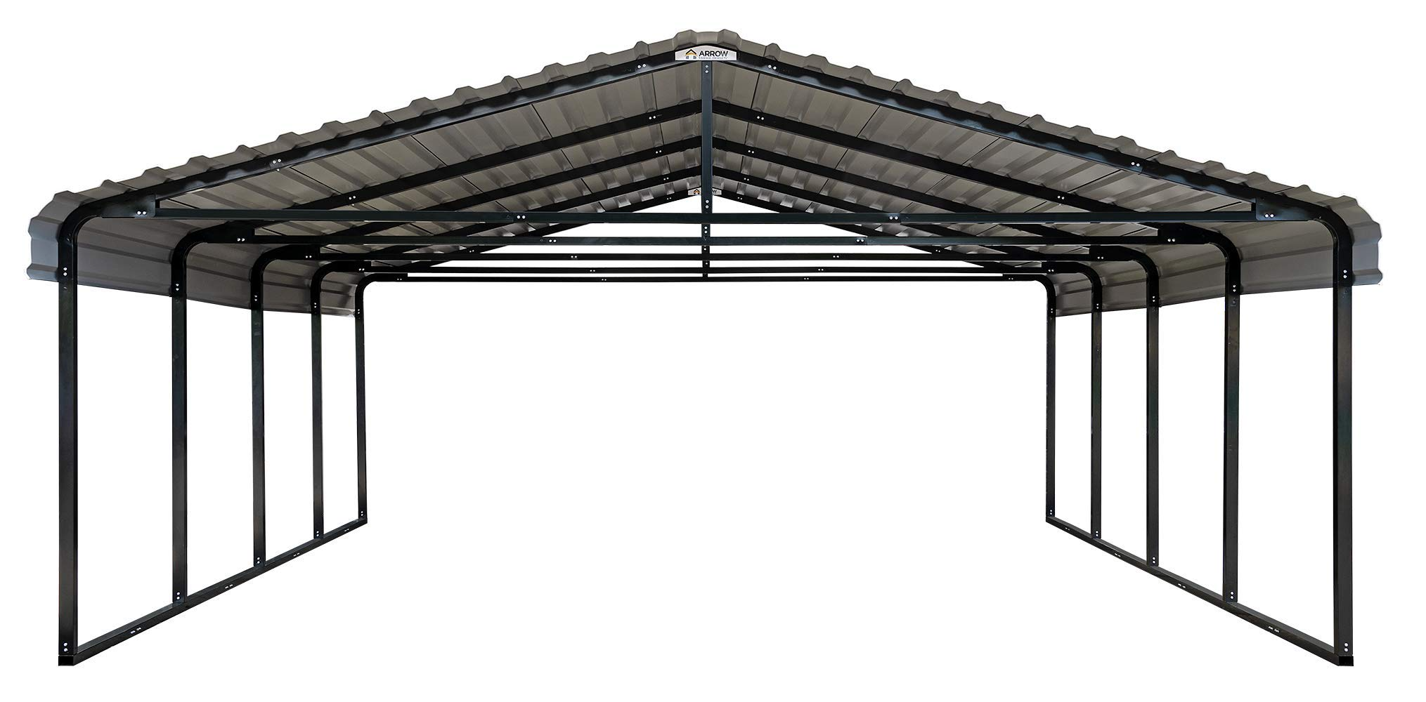 【Home&Garden】20' x 20' 29-Gauge Metal Carport with Steel Roof Panels, 20' x 20' x 7', Charcoal