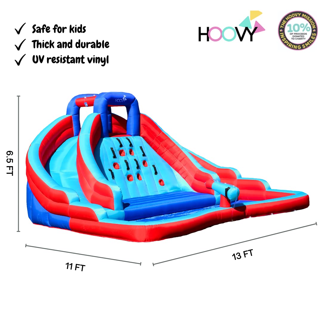 【Sports&Outdoors】Double Water Slide with Climbing Wall  6.5x13x11 FT  Inflatable Double Water Slide