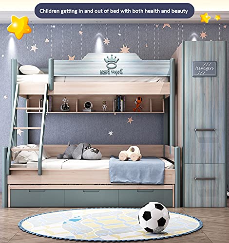 【Furniture】Double Full Bunk Bed Wooden Loft Bed, with Theater, Farmhouse, Ladder, Locker & Guardrail
