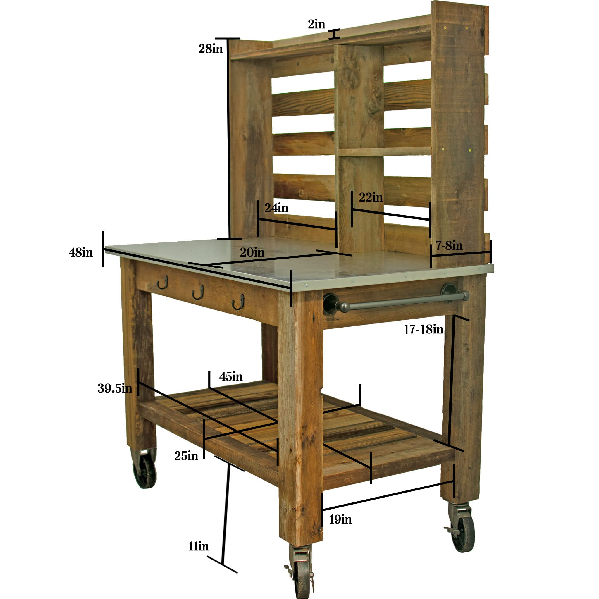 【Home&Garden】Potting Bench with Hardware Hooks & Towel Bar - Buffet Table Island Workbench