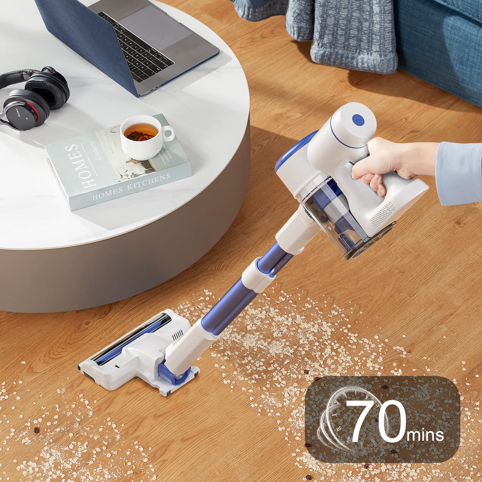 【Appliances】Cordless Vacuum Cleaner, Stick Vacuum Cleaner with 25Kpa Suction 2 Batteries 70M Runtime