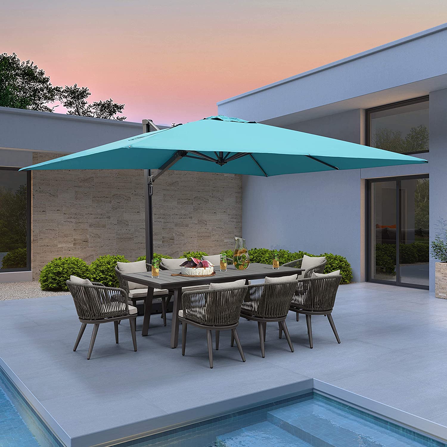 【Home&Garden】10' X 13' Rectangle Patio Umbrella Large Outdoor Aluminum Umbrella Offset Umbrella