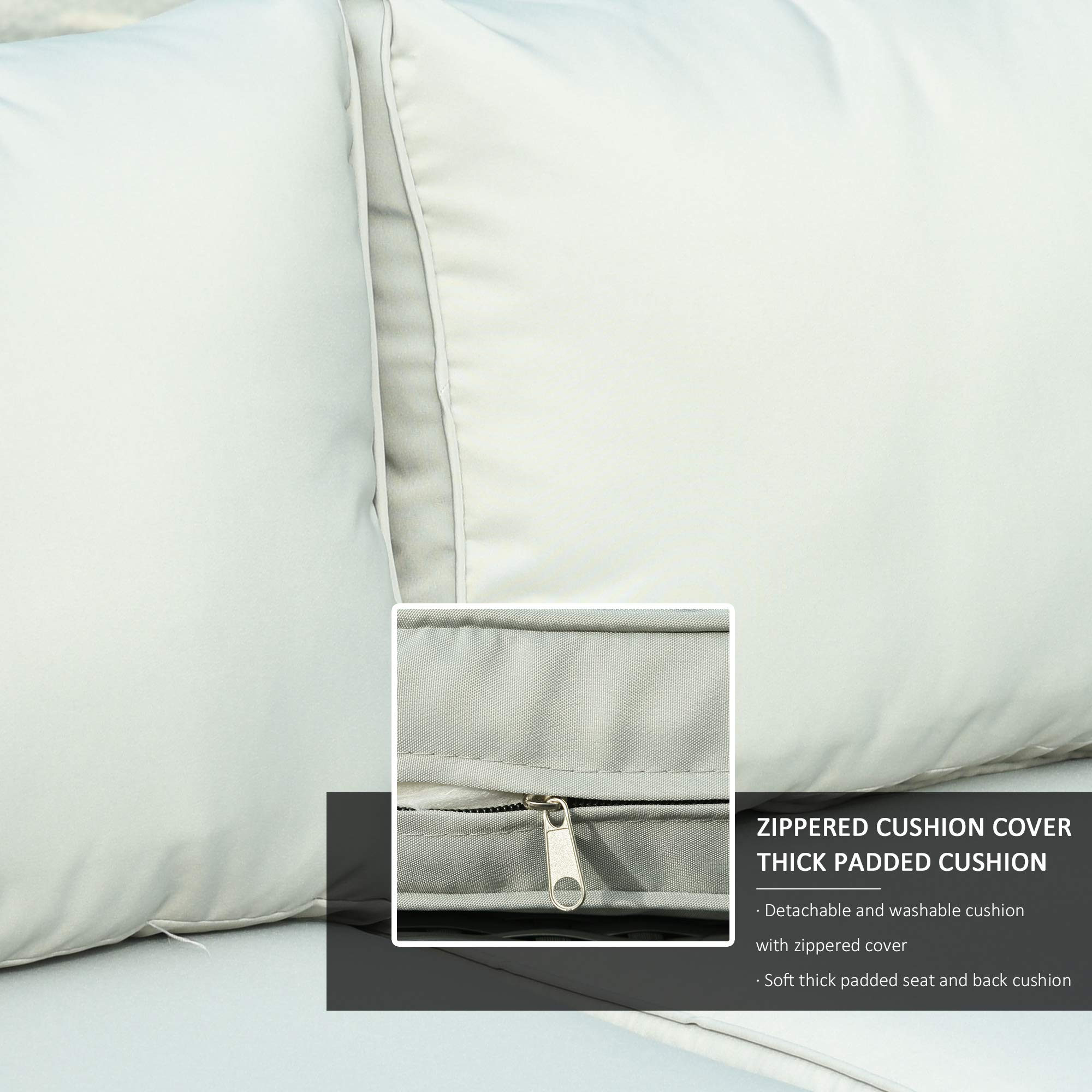 【Furniture】6-PCs Patio Furniture Set Outdoor Wicker Sofa Set with Tea Table Gas Spring & Soft Cushion