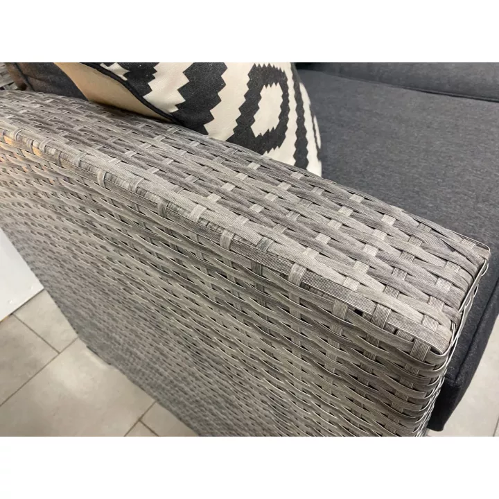 【Furniture】【BS】8 PCS Patio Furniture Set, Fire Table Set Sectional Outdoor Furniture Firepit Stone Grey