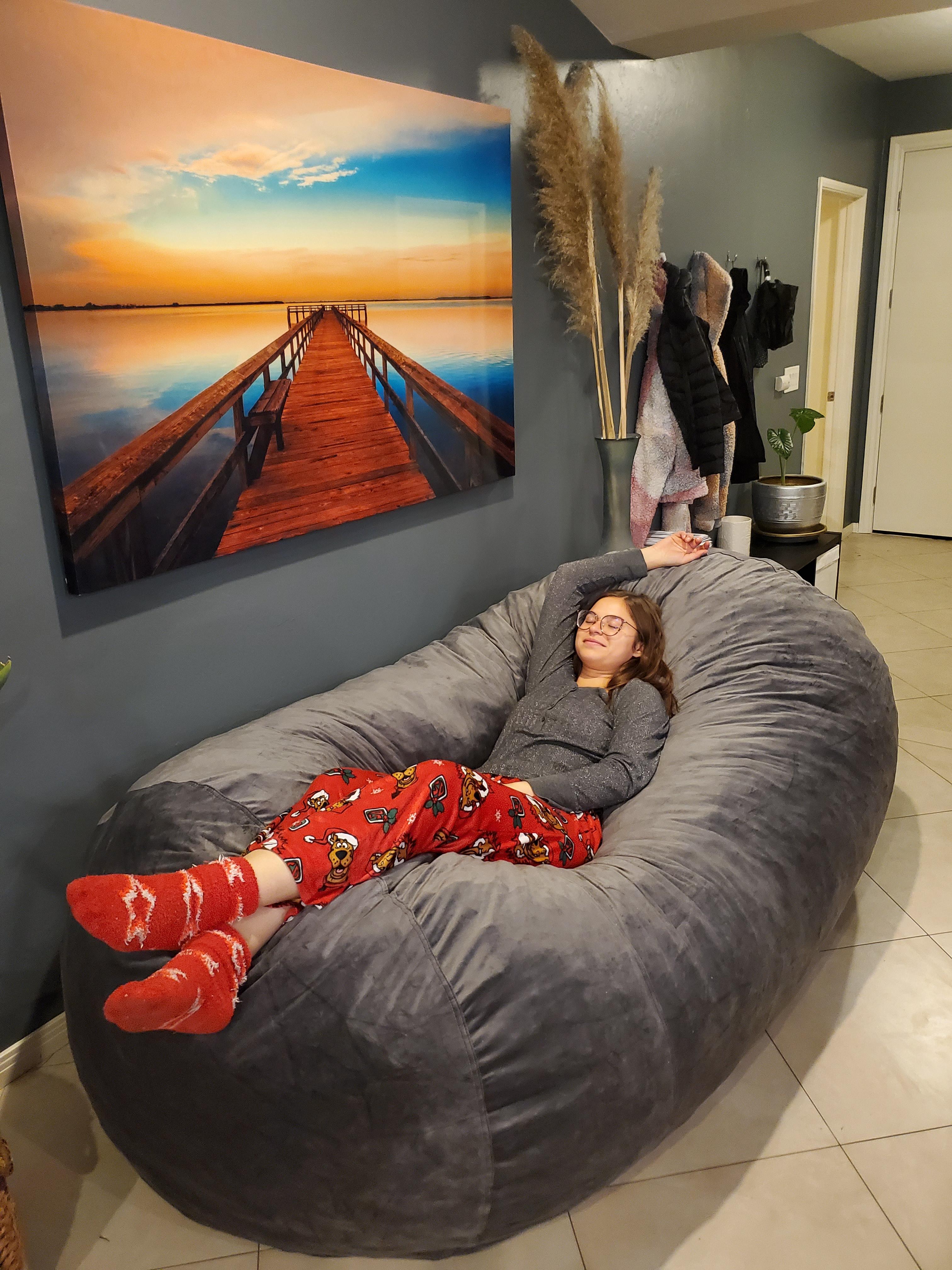 【Furniture】Sofa Sack - Plush Bean Bag Sofas with Super Soft Microsuede Cover - XL Memory Foam Stuffed Lounger Chairs