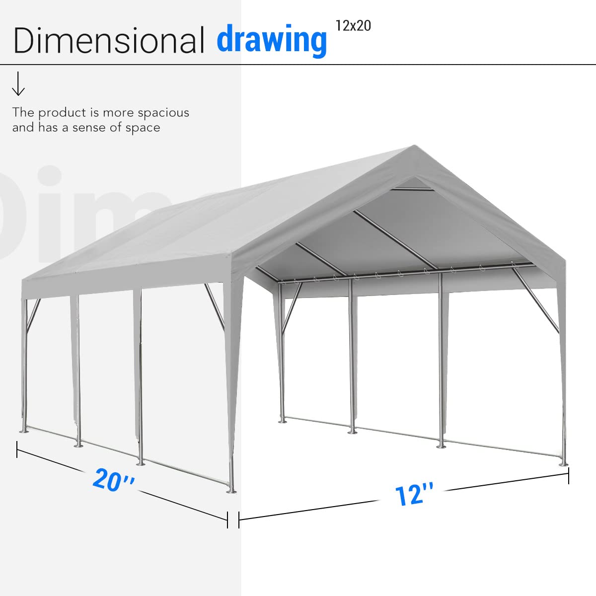 【Home&Garden】12x20 ft Upgraded Heavy Duty Carport with Removable Sidewalls, Portable Car Canopy, Garage Tent