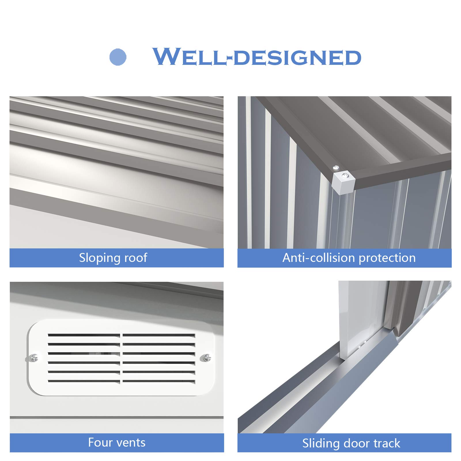 Keter Factor 8x10ft Outdoor Resin Storage Shed with Pitched Roof and Double Locking Doors, Outdoor Shed for Backyard Garden Patio Lawn, 3 Colors《NO8》