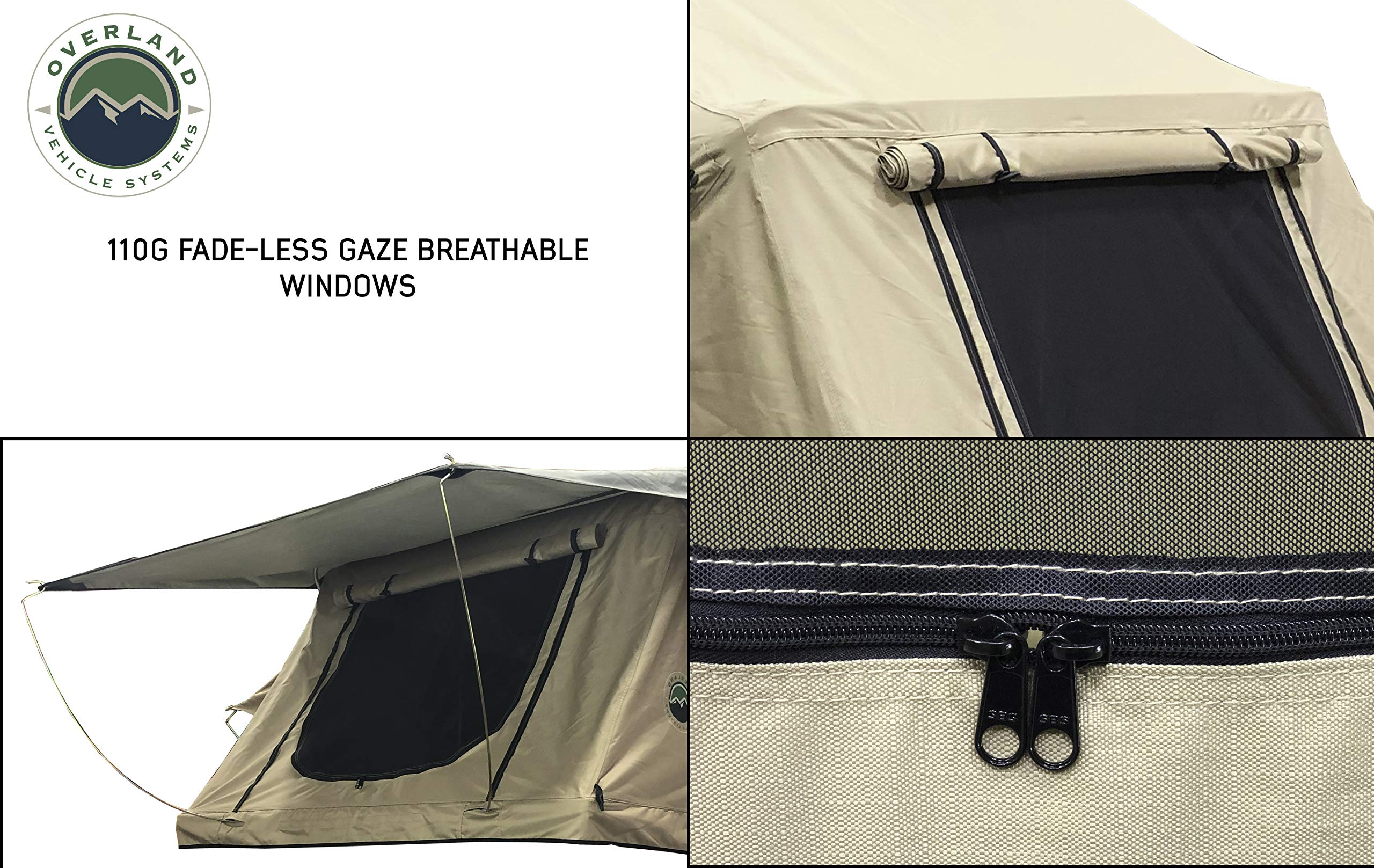 【Sports&Outdoors】3 Person Roof Top Tent with Rain Fly Tan Base & Green Rainfly