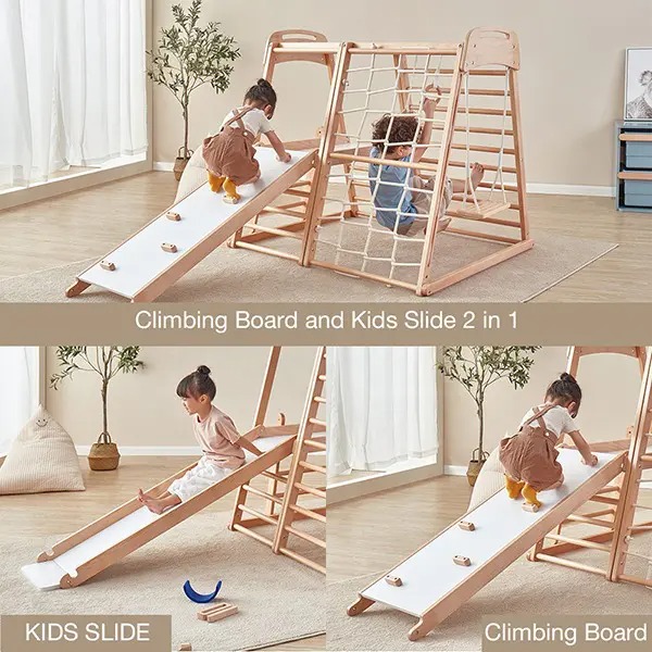 【Furniture】Children's Wooden Climbing Frame Indoor Playground Exercise Equipmen