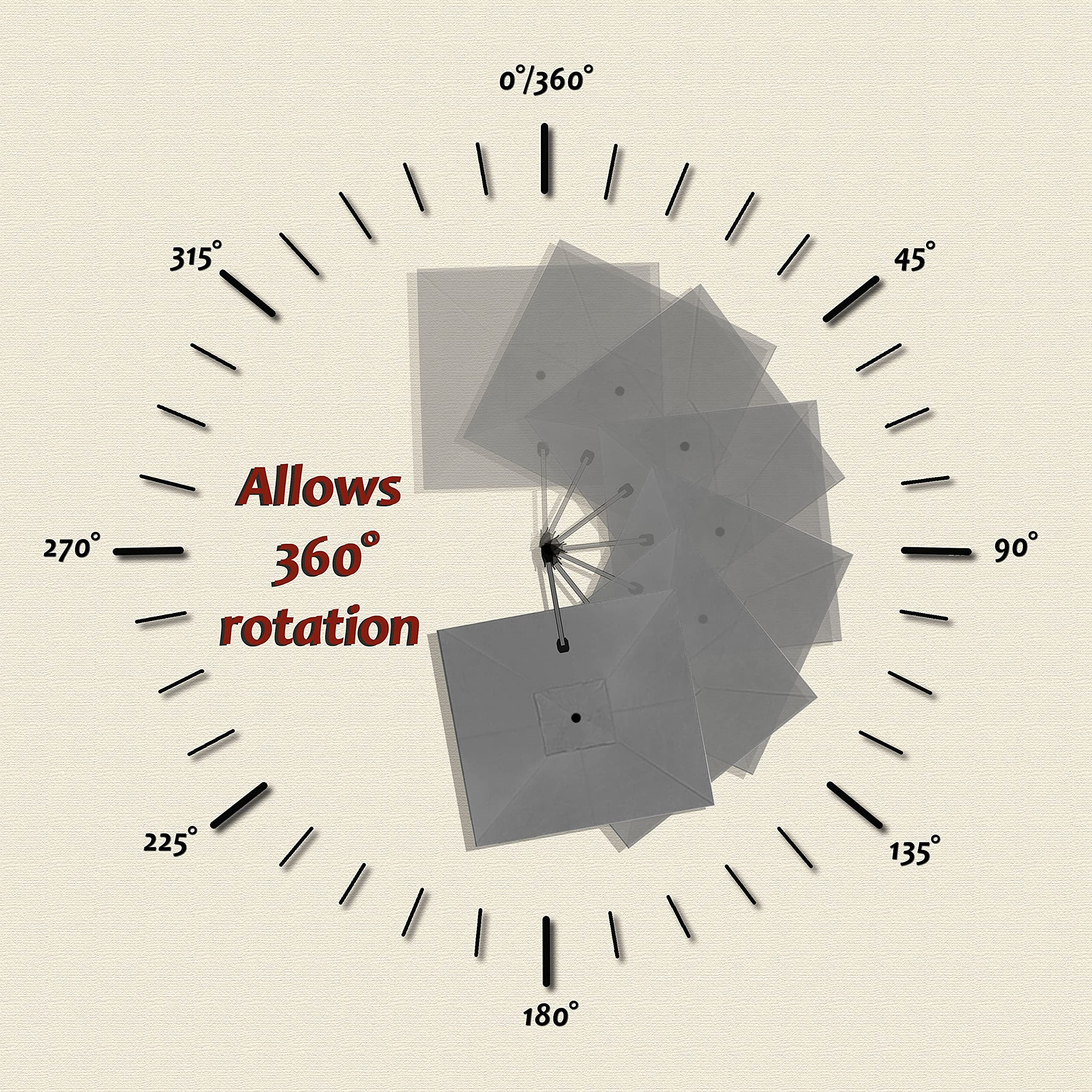 【Home&Garden】10 Feet Patio Umbrella Outdoor Cantilever Solar Powered LED Swivel Square Umbrella