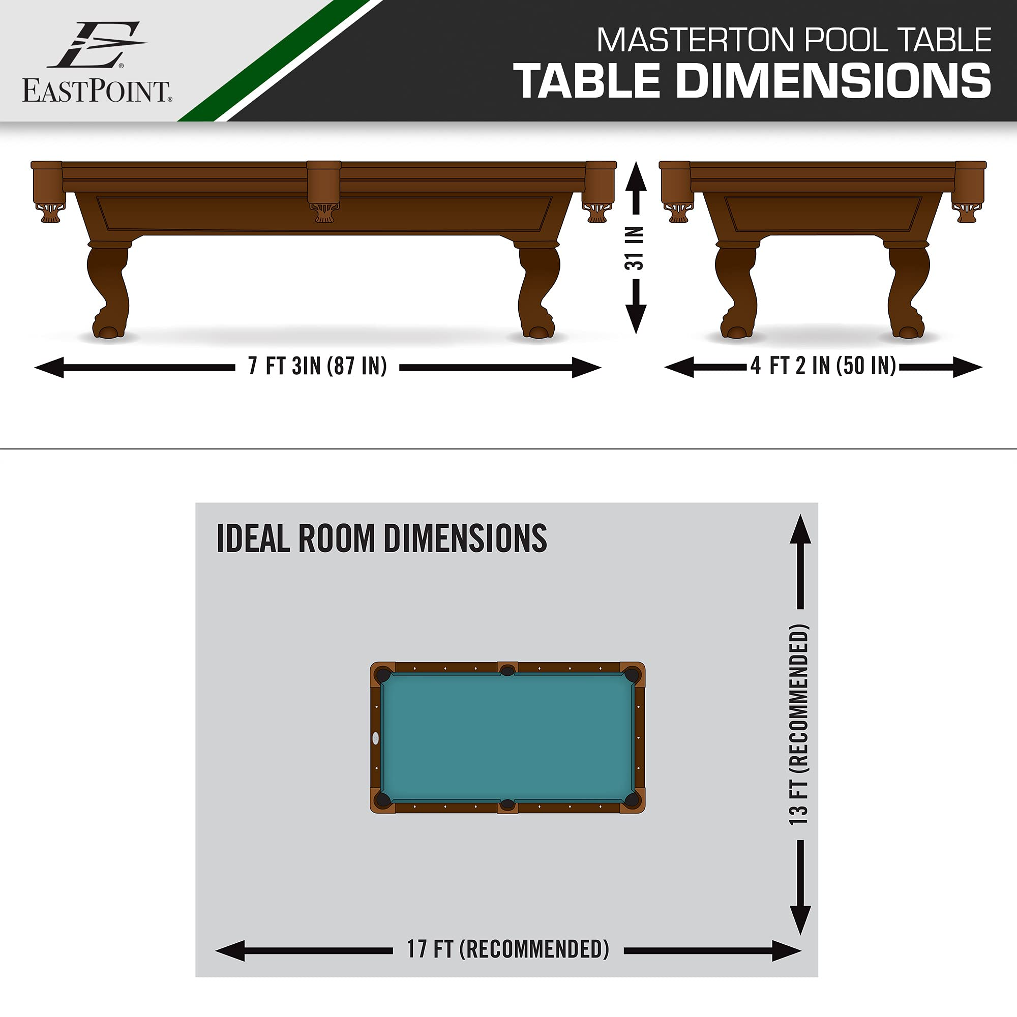 【Sports&Outdoors】Billiard Pool Table 87