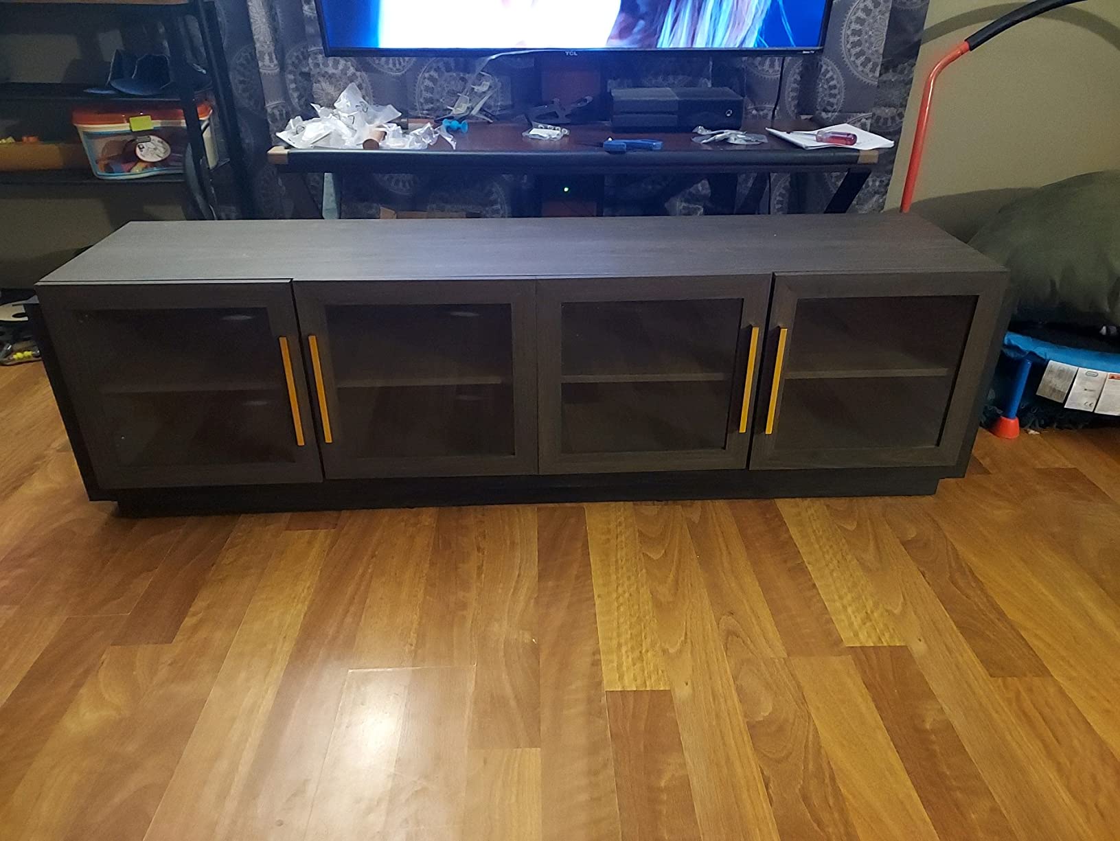 【Furniture】Sideboard Buffet Cabinet, Modern Wood Glass-Buffet-Sideboard with Storage, Console Table