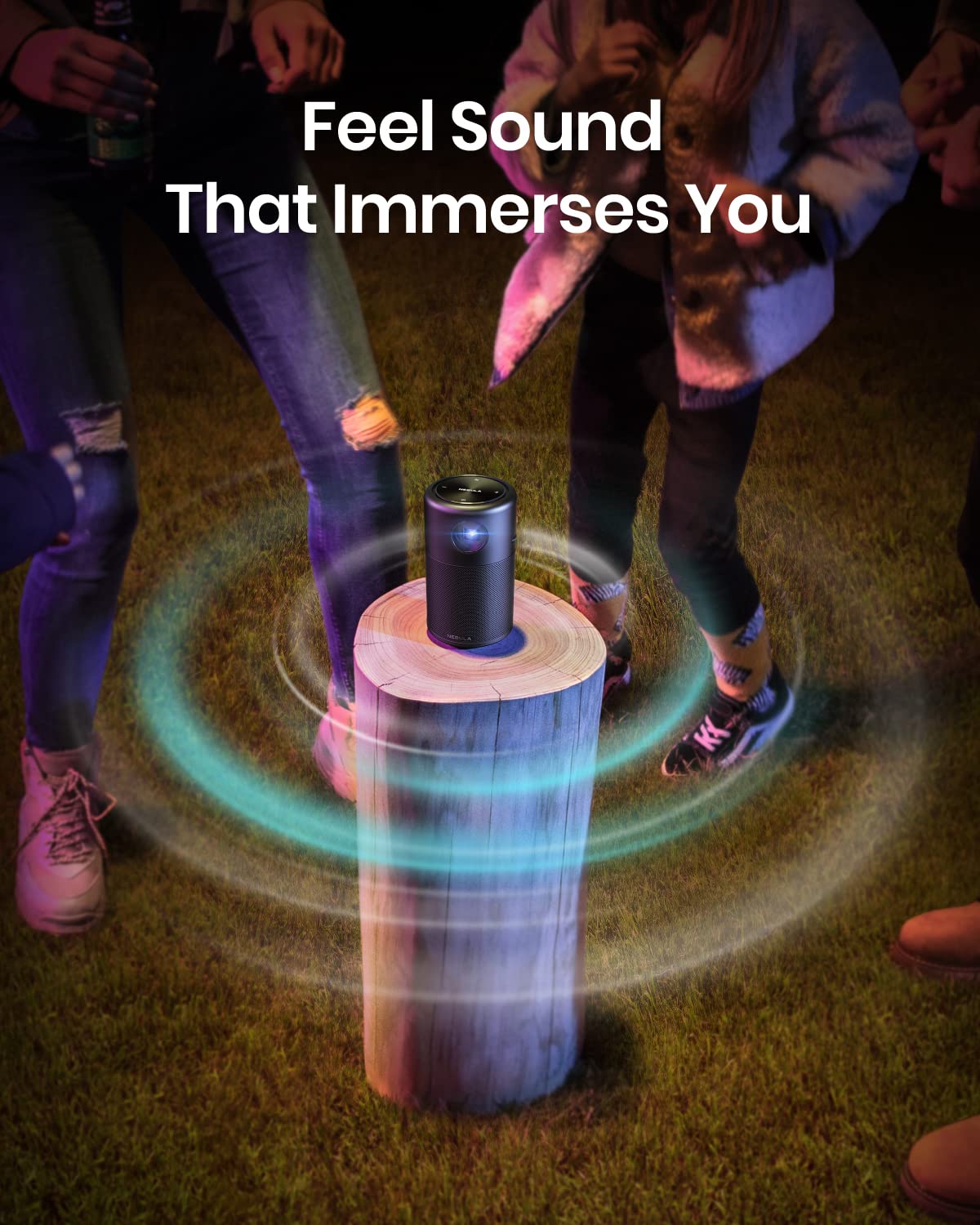 【Electronics】Smart Wi-Fi Mini Projector, 100 ANSI Lumen Portable Projector, 360° Speaker, Movie Projector